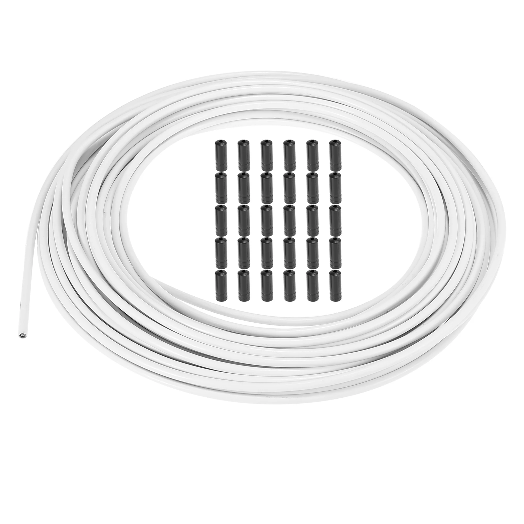 White 50ft Bicycle Brake Cable Housing with 30pcs Cable End Caps Kit for Mountain Bike Road Bike