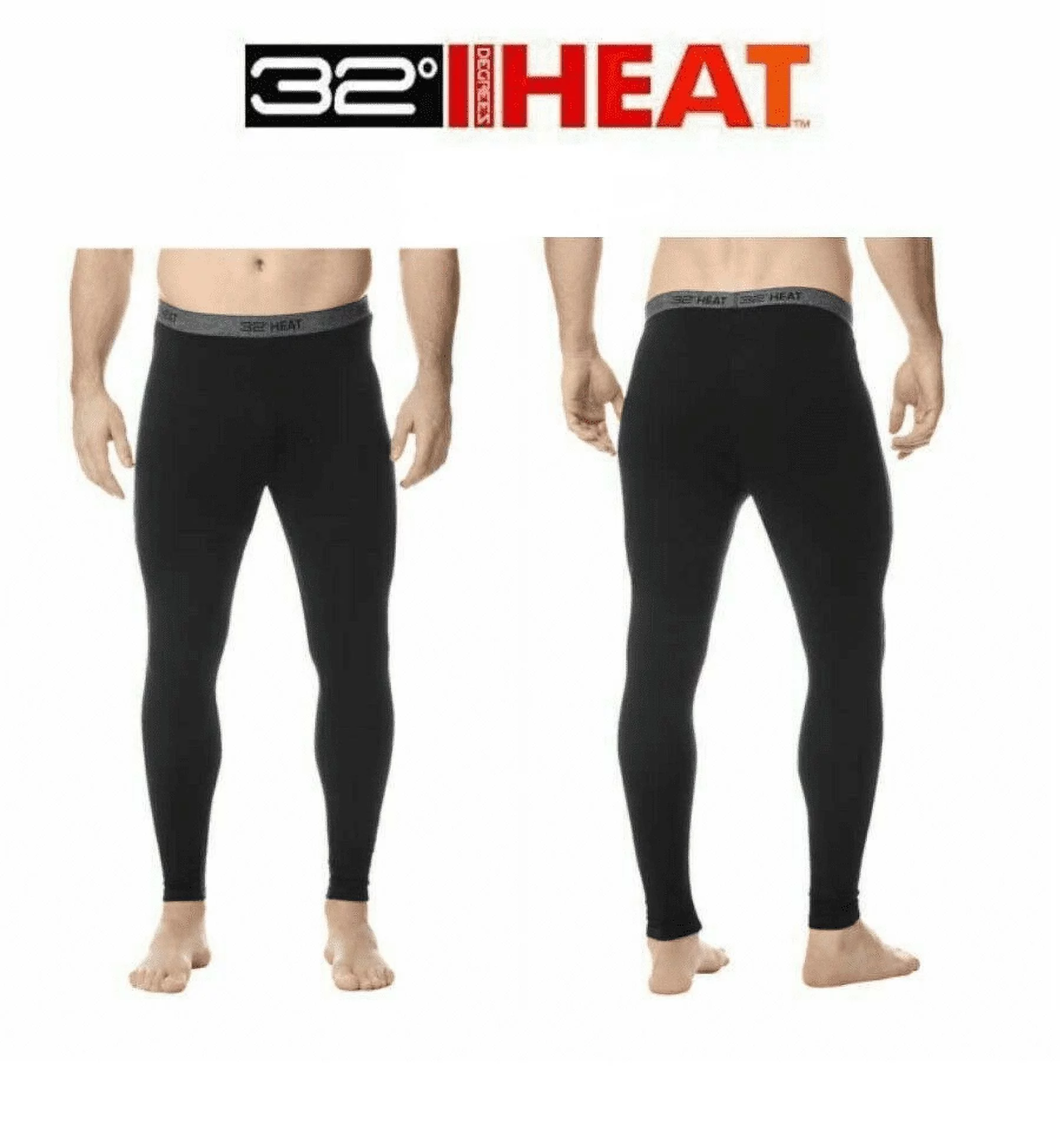 32 Degrees Heat Men's Base Layer Pant 2-Pack in Black, L