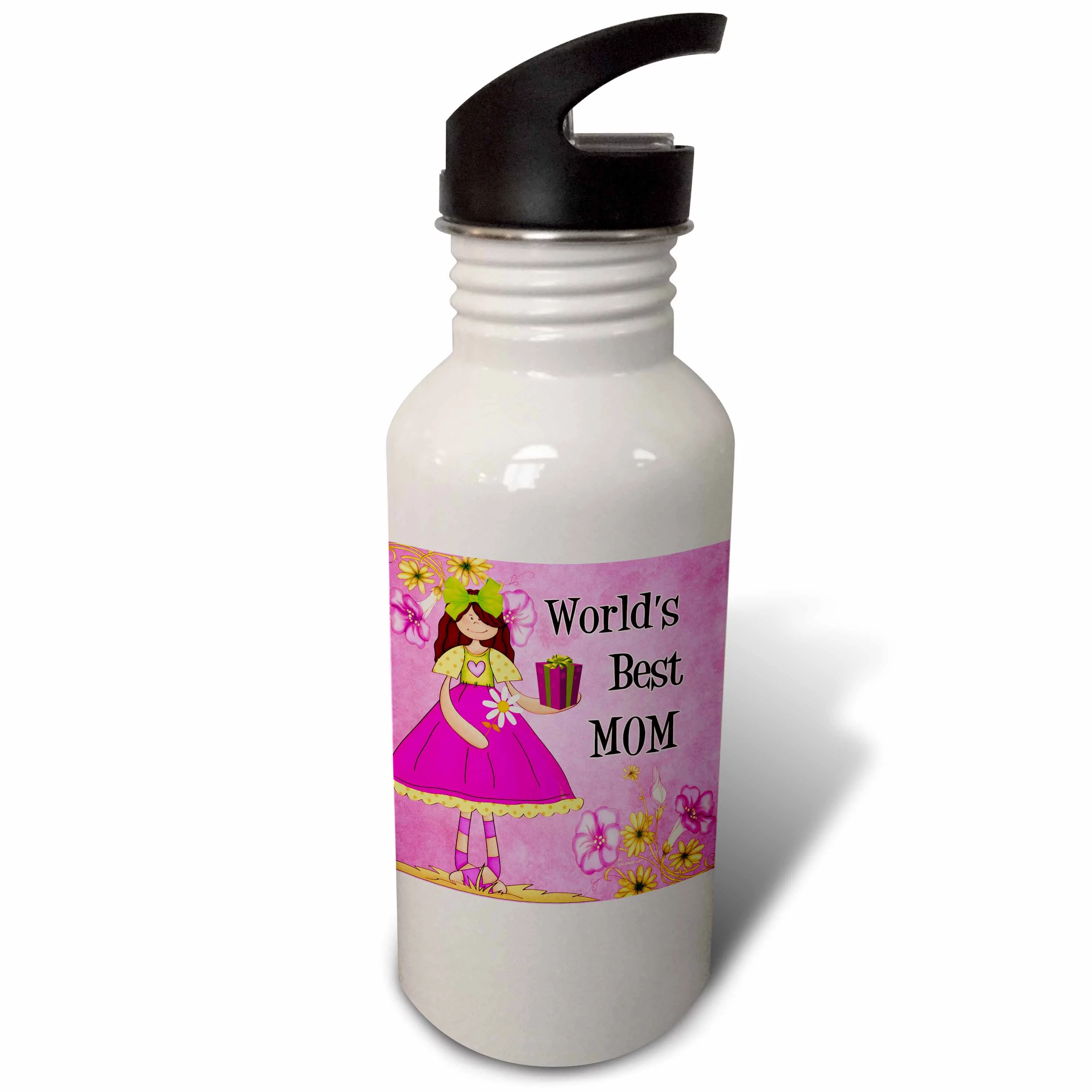 Worlds Best Mom in Pink for Mothers Day 21 oz Sports Water Bottle wb-40743-1
