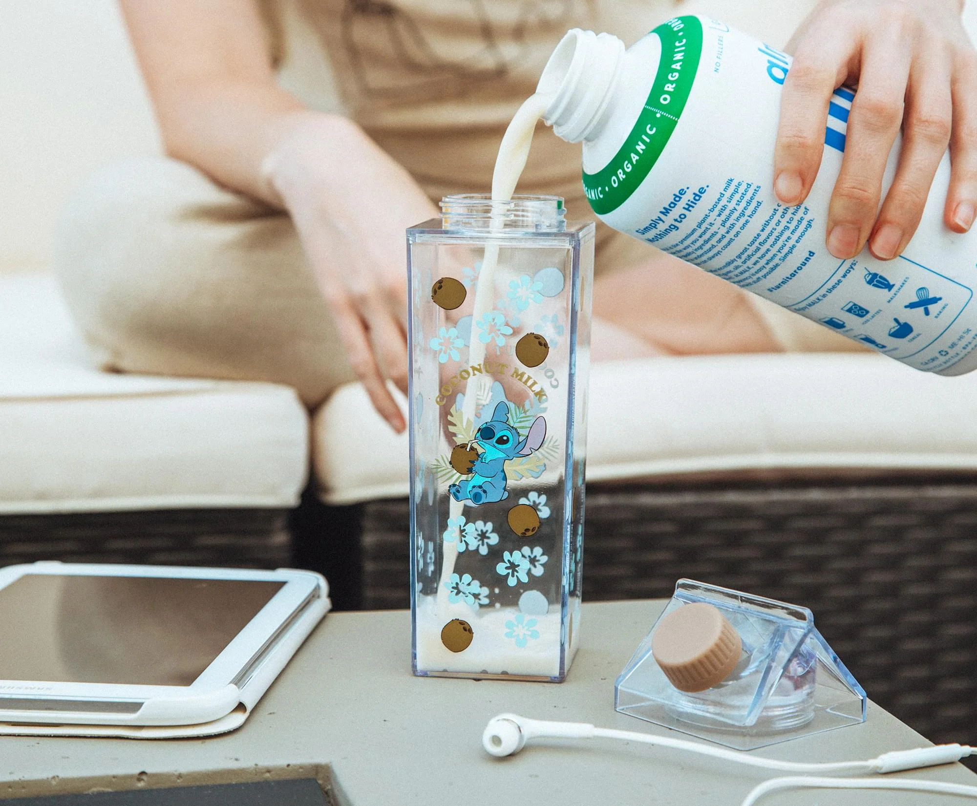 Disney Lilo & Stitch Coconuts Plastic Milk Carton Bottle | Holds 16 Ounces