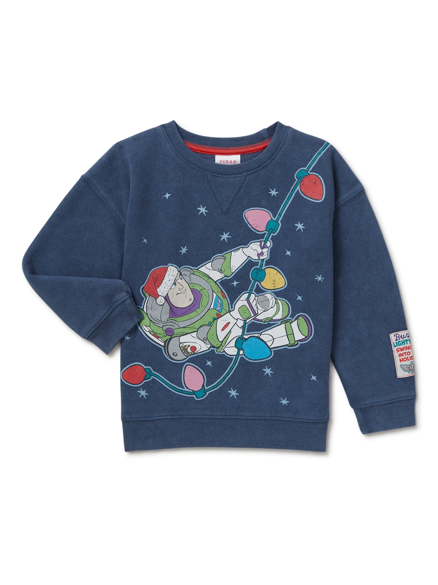 Toy Story Baby and Toddler Boys Buzz Lightyear Festive Crewneck Sweatshirt, Sizes 12M-5T
