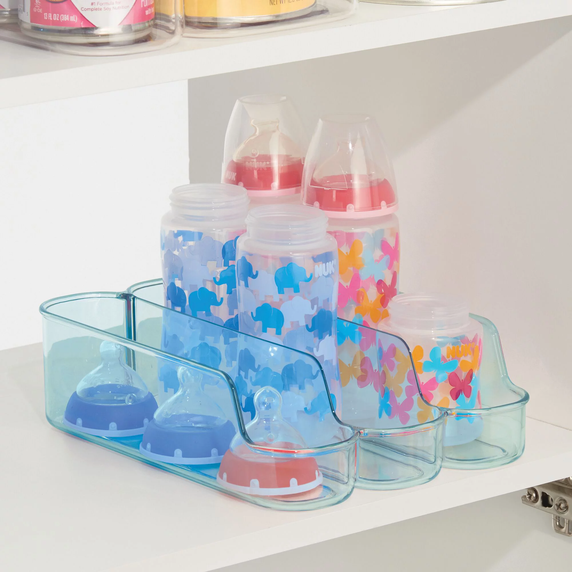 mDesign Small Plastic Baby Food Storage Bin, 3 Compartments, 2 Pack - Sea Blue