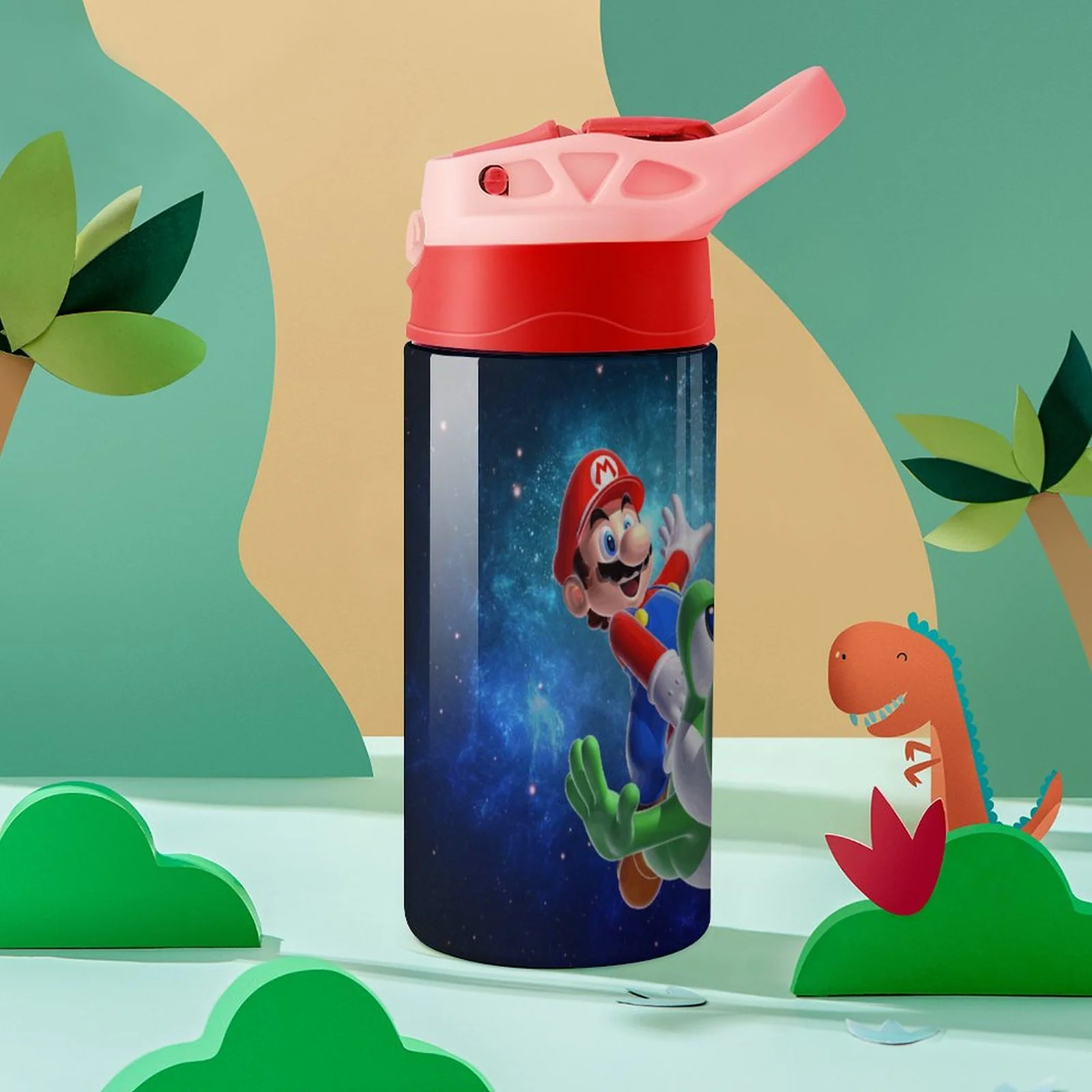 Super Mario Pet Kid's Insulated Water Bottle With Straw Vacuum Stainless Steel Cup Leak-Proof Children Toddler Thermoses