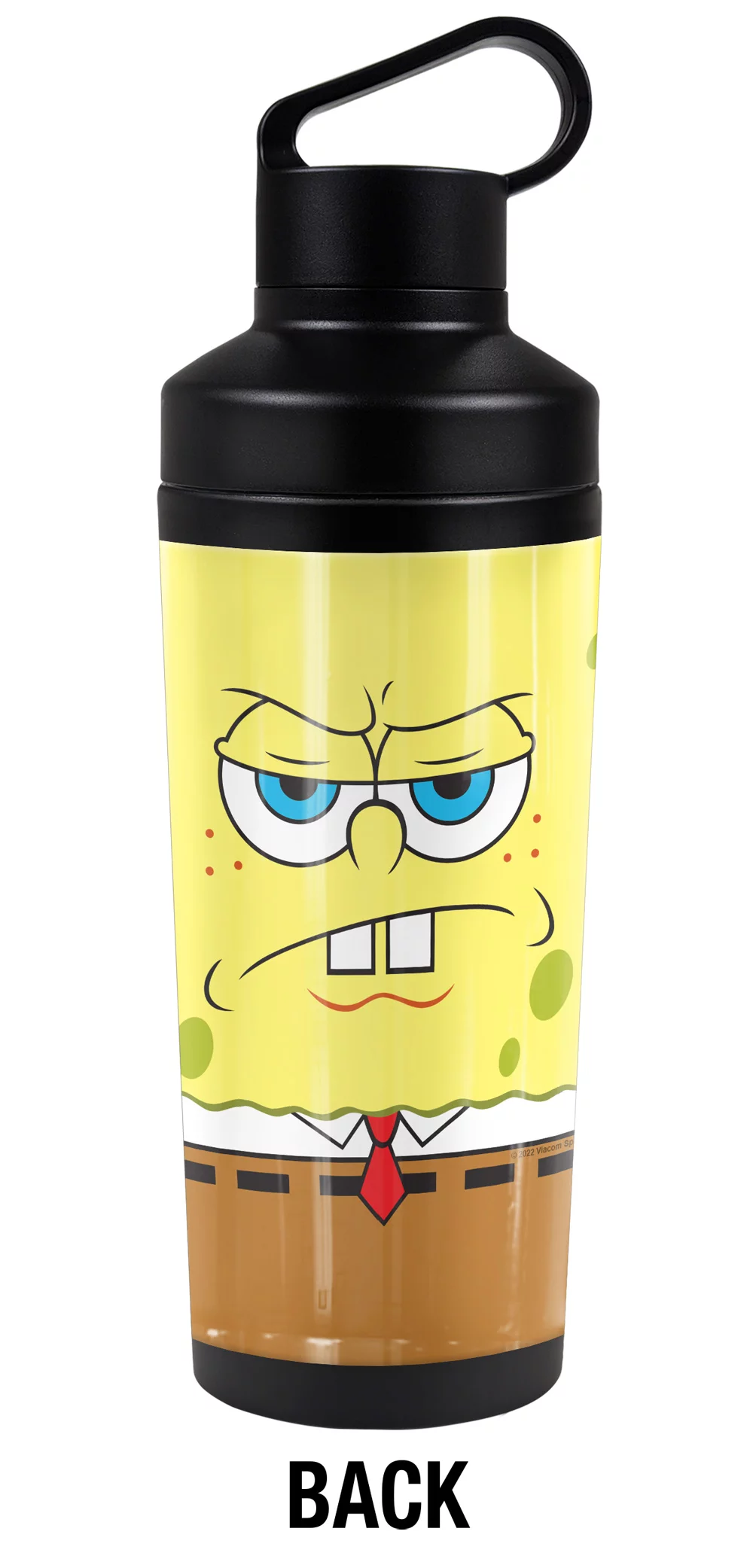 Spongebob Official Dual Face 18 oz Insulated Water Bottle, Leak Resistant, Vacuum Insulated Stainless Steel with 2-in-1 Loop Cap