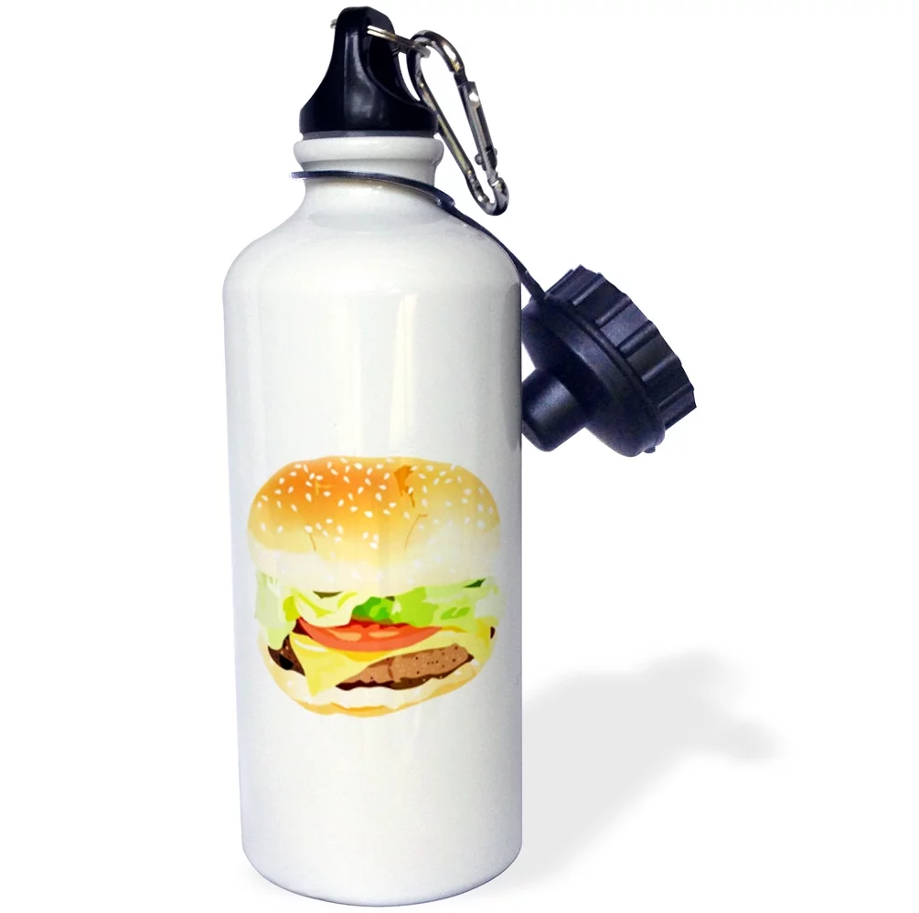 3dRose Giant Hamburger n Bun, Sports Water Bottle, 21oz