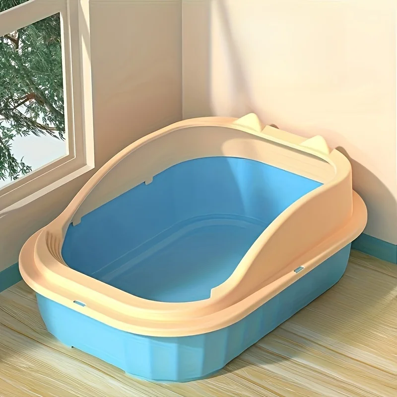 Large Semi-Enclosed Cat Litter Box - Anti-Splash and Easy to Clean