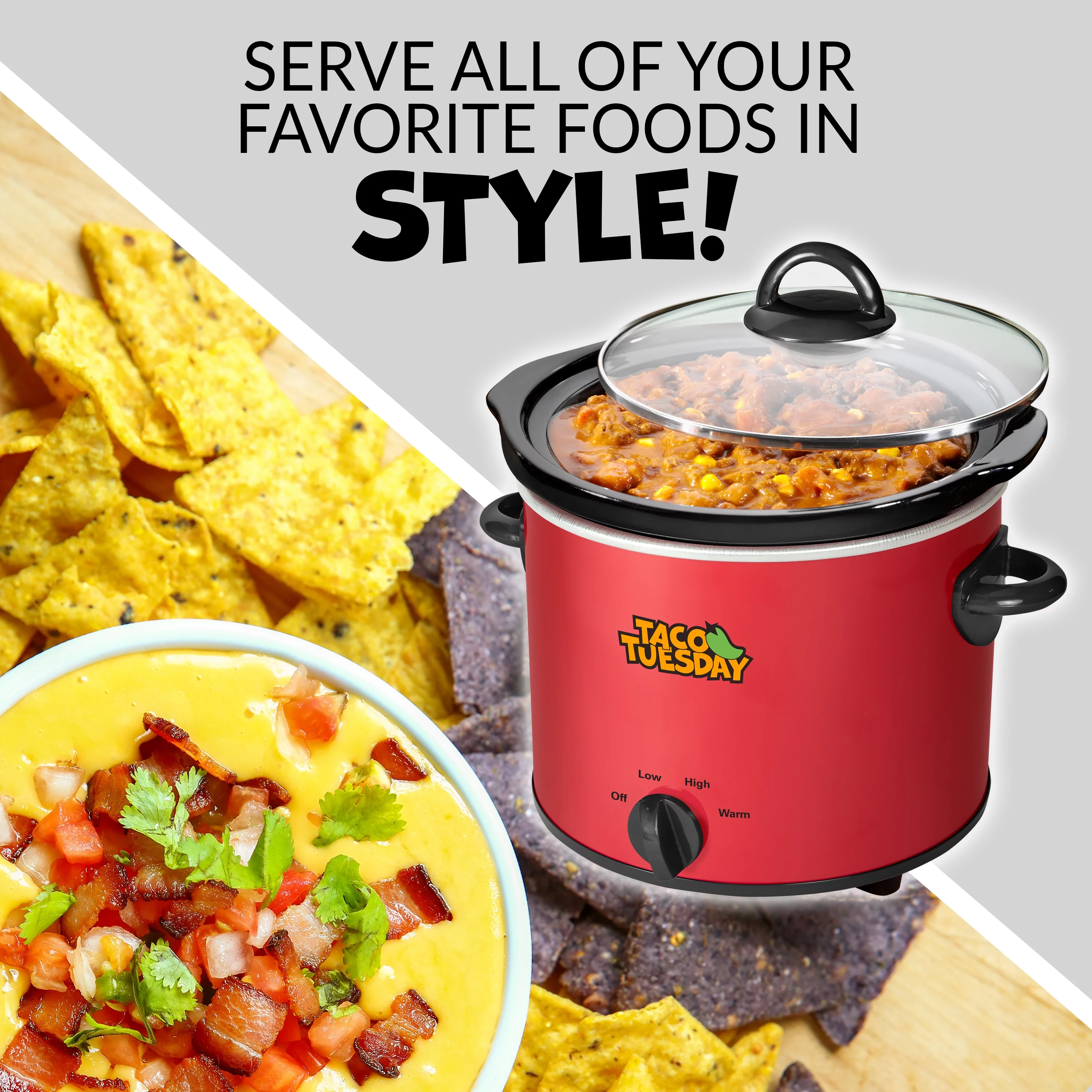 Taco Tuesday TTRSC4RD 4-Qt. Fiesta Slow Cooker