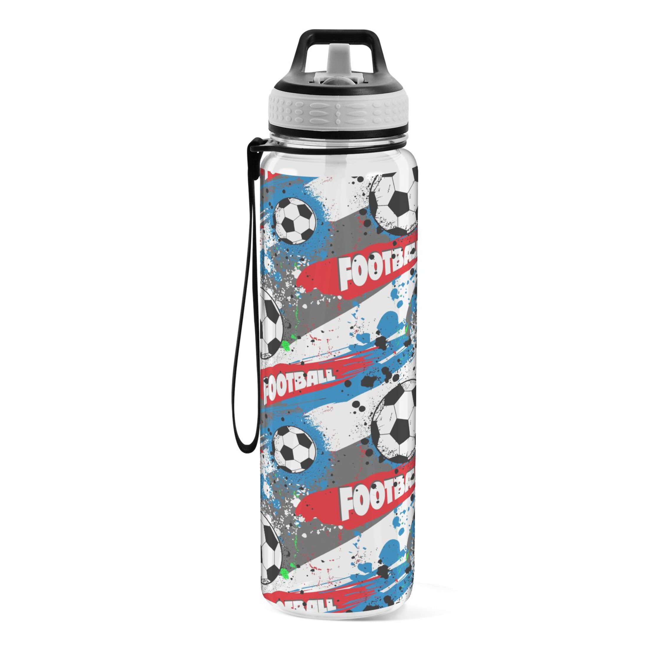 Footballs 32oz Sports Water Bottles Leakproof Tritan Bottle with Straw BPA Free Clear Bottle for Fitness Gym Outdoor Cycling