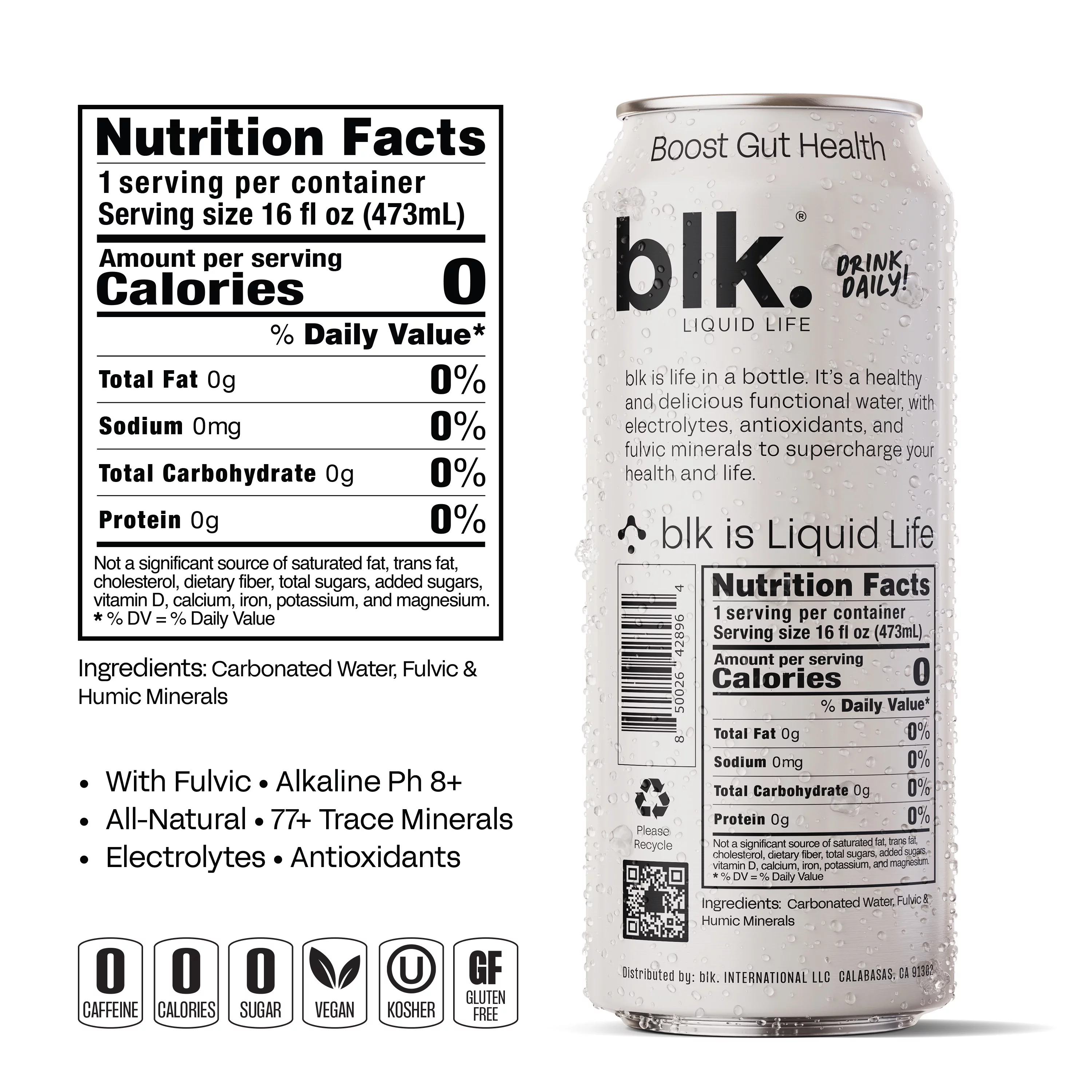 blk. Original Sparkling Water - 16oz 12 Pack - Cans