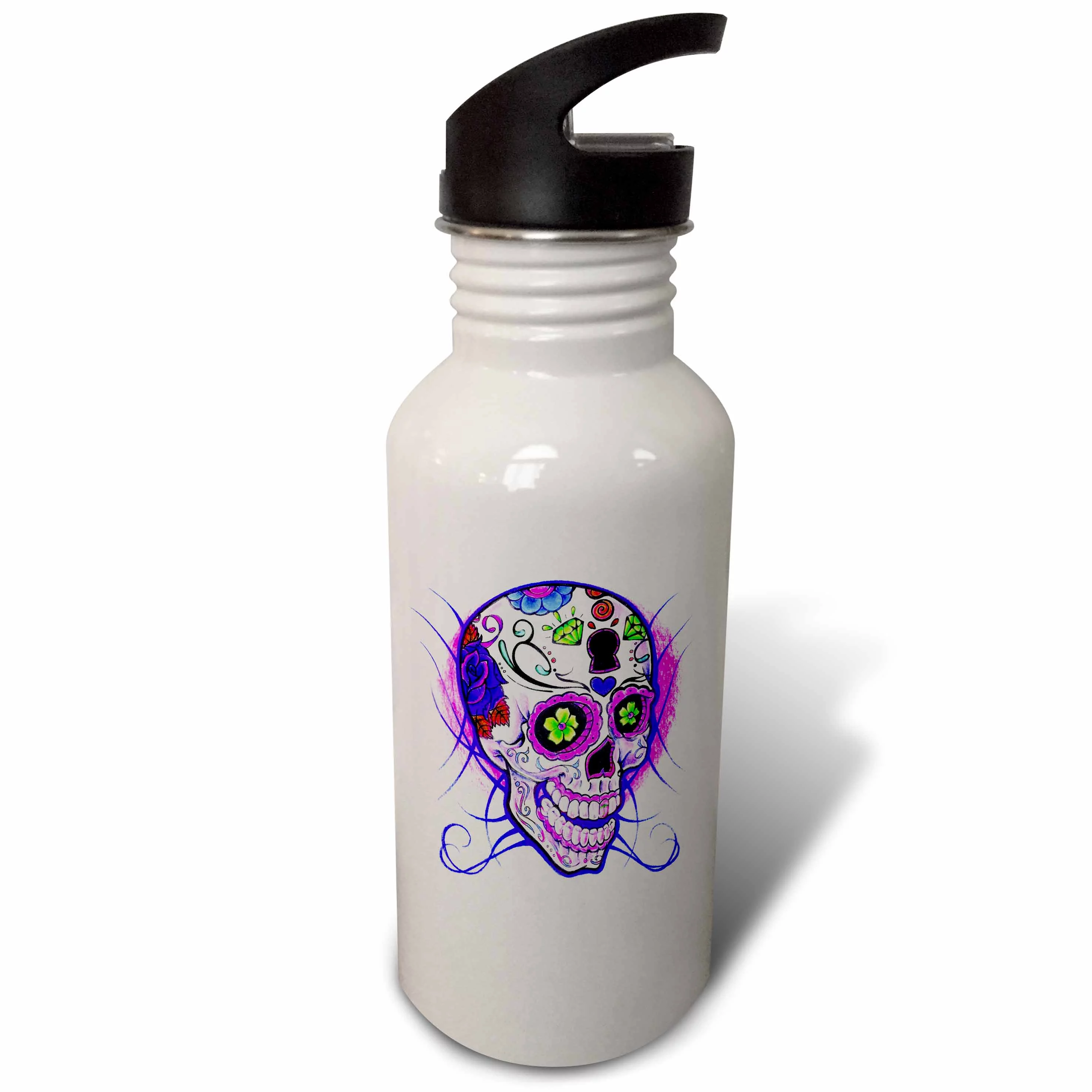 Diamond sugar skull. Purple. 21 oz Sports Water Bottle wb-193527-1