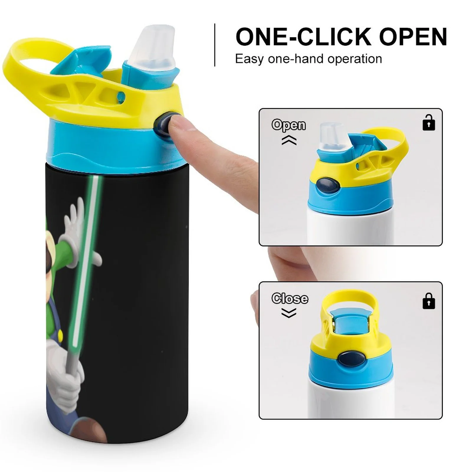 Adventure Luigi's Mansion Kid's Insulated Water Bottle With Straw Vacuum Stainless Steel Cup Leak-Proof Children Toddler Thermoses