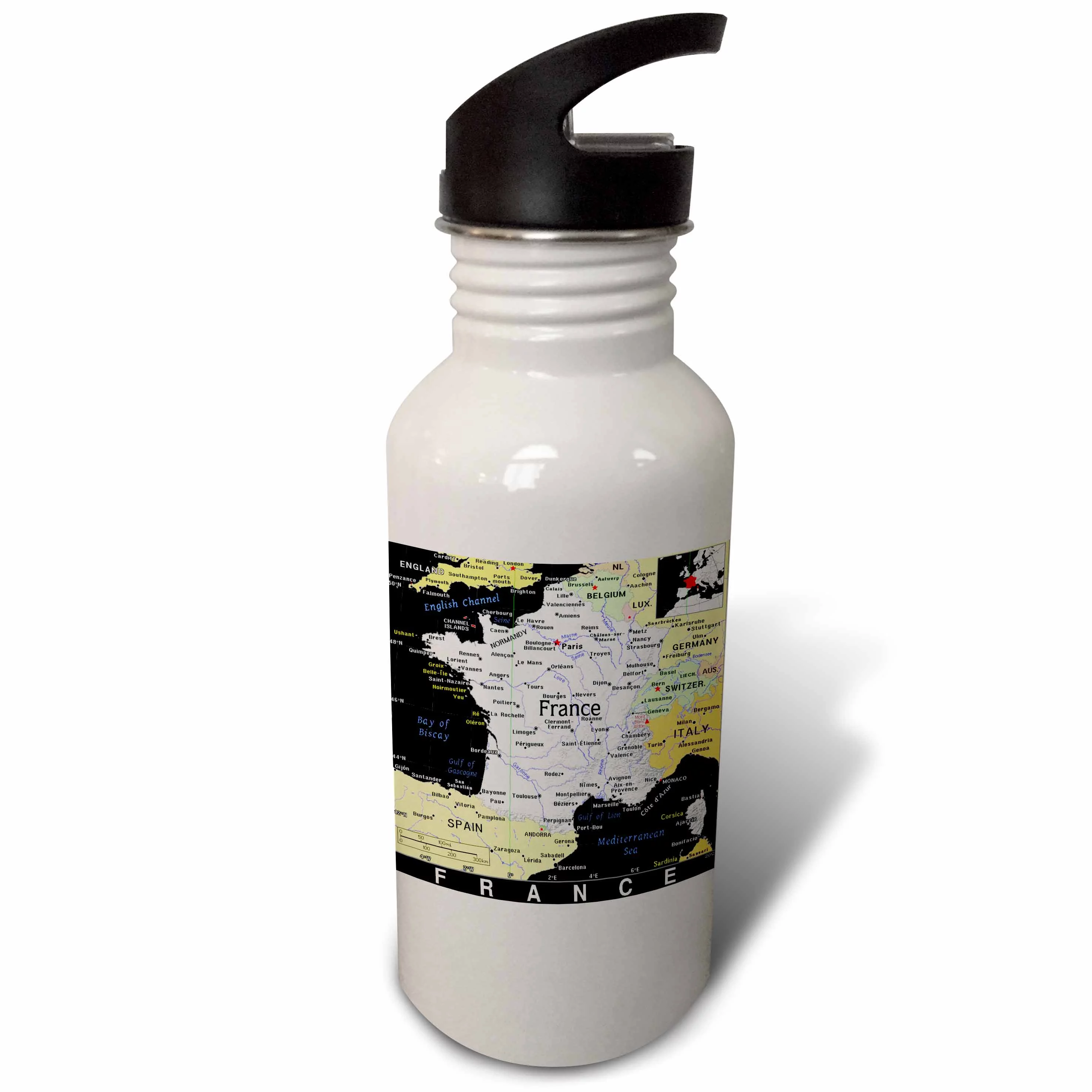 Modern Map Of France In Vivid Color 21 oz Sports Water Bottle wb-159737-1