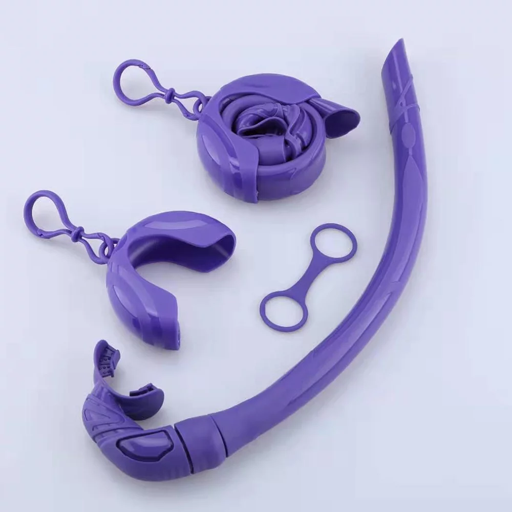 CACAGOO Silicone Foldable Snorkel with Compact Storage Case Women Men Roll Up Snorkel Breathing Tube For Snorkeling