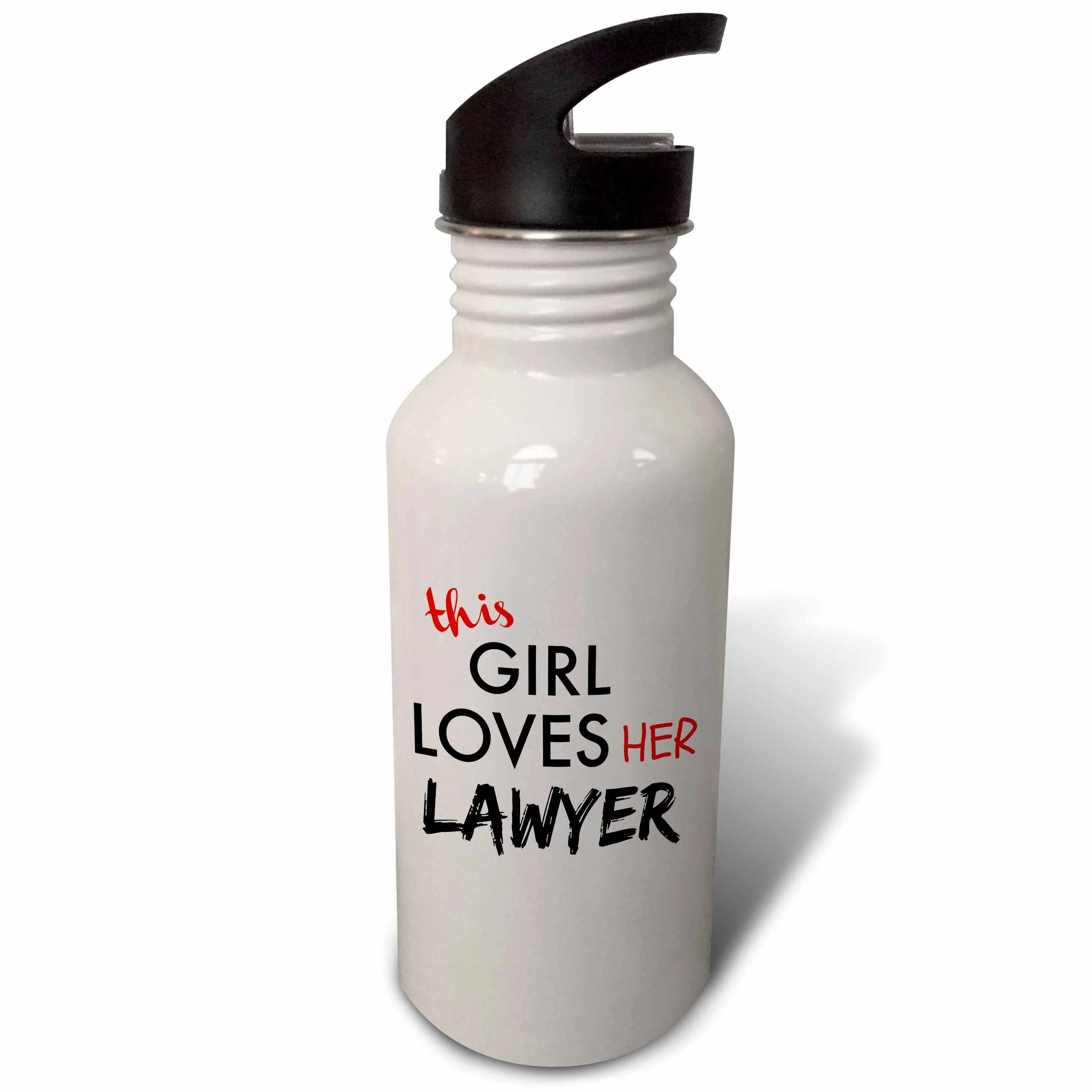 this girl loves her lawyer black and red lettering 21 oz Sports Water Bottle wb-200632-1