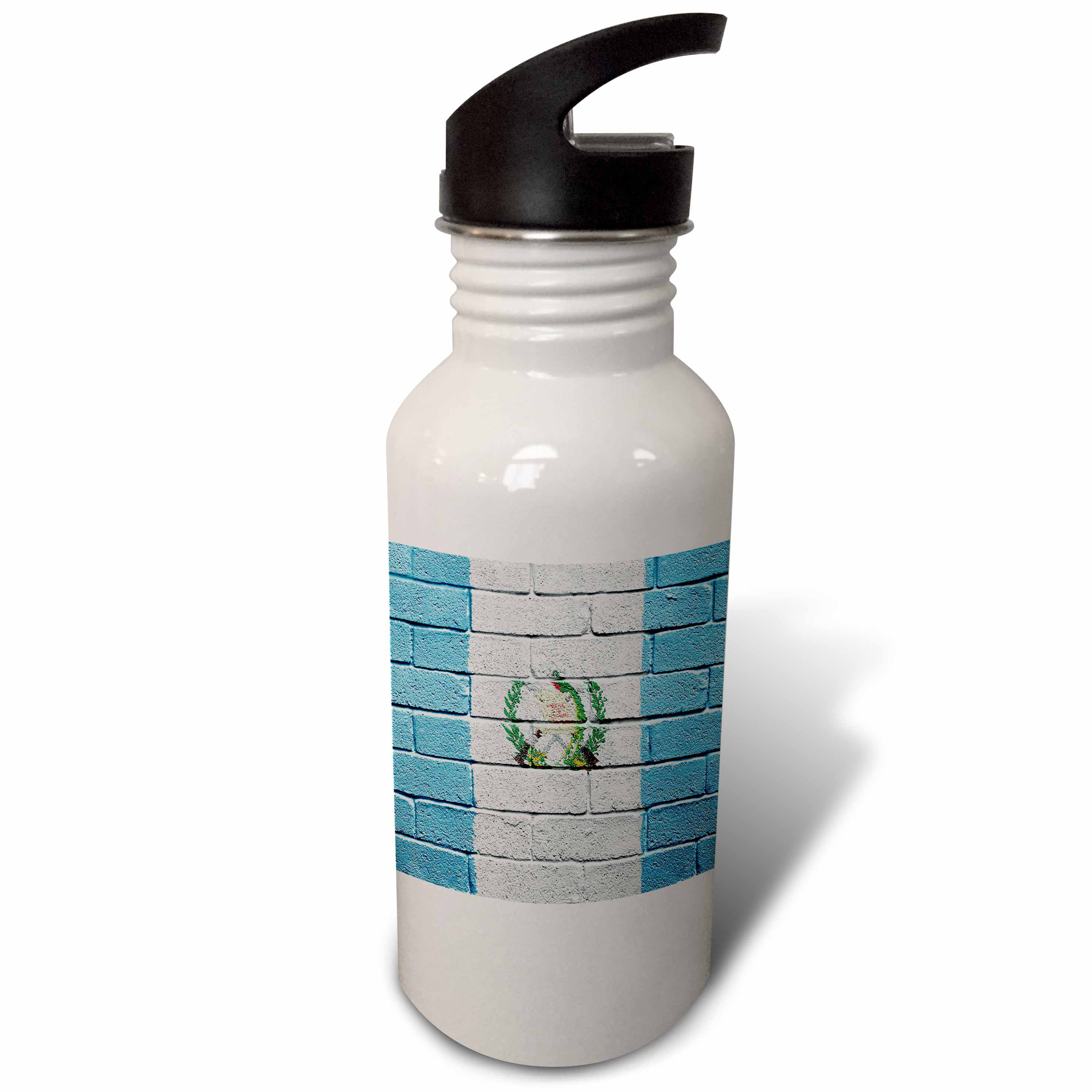 National flag of Guatemala painted onto a brick wall Guatemalan 21 oz Sports Water Bottle wb-155237-1