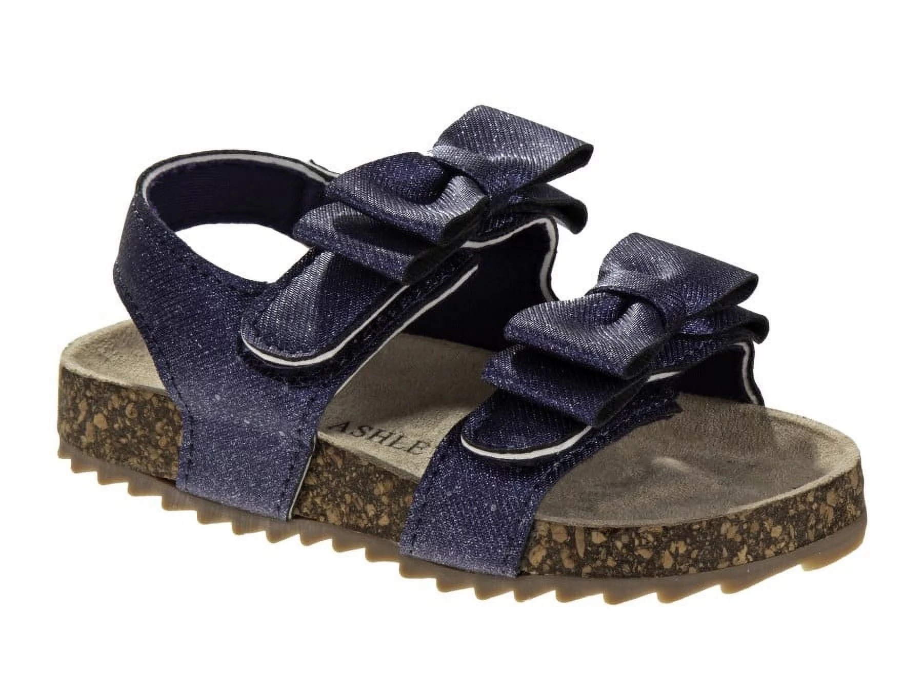Laura Ashley Girls Footbed Hook and Loop Toddler Sandals - Navy, 5