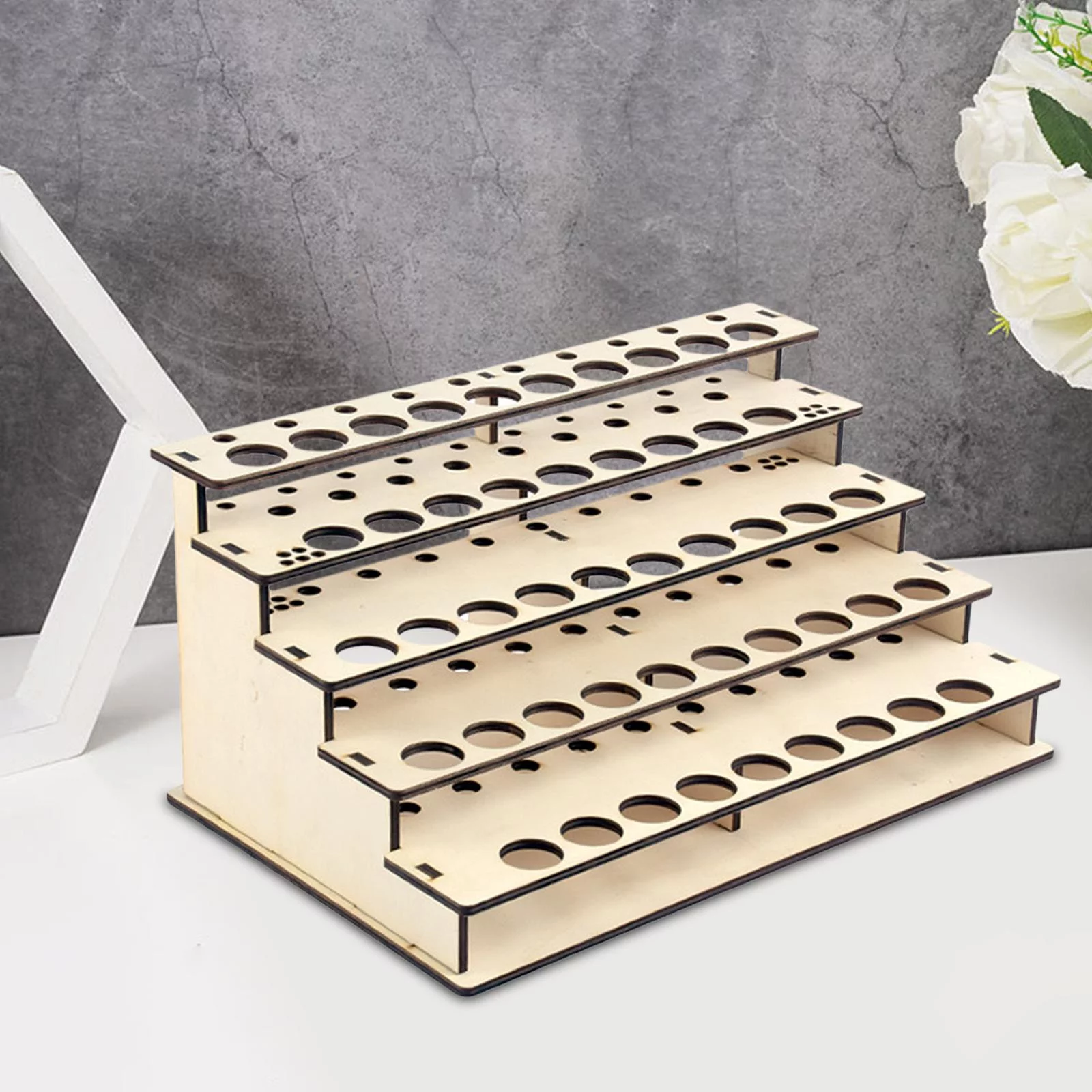 DIY Wooden Paint Storage Rack Paint Organizer with 43 Holes, Ink Bottle Stands ,Pigment Organizer Holder for Home Workspace