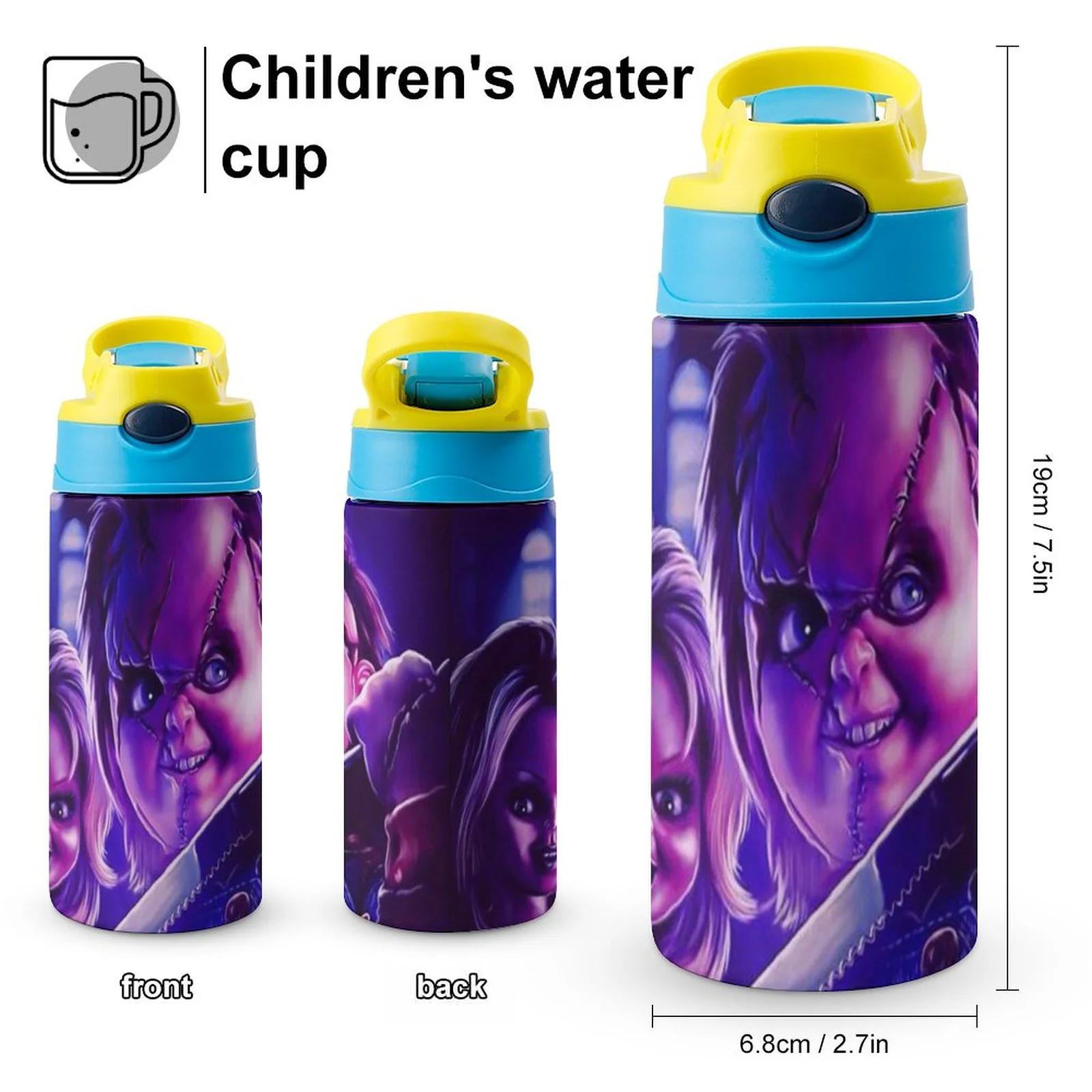 Bride Of Chucky Love Kid's Insulated Water Bottle With Straw Vacuum Stainless Steel Cup Leak-Proof Children Toddler Thermoses