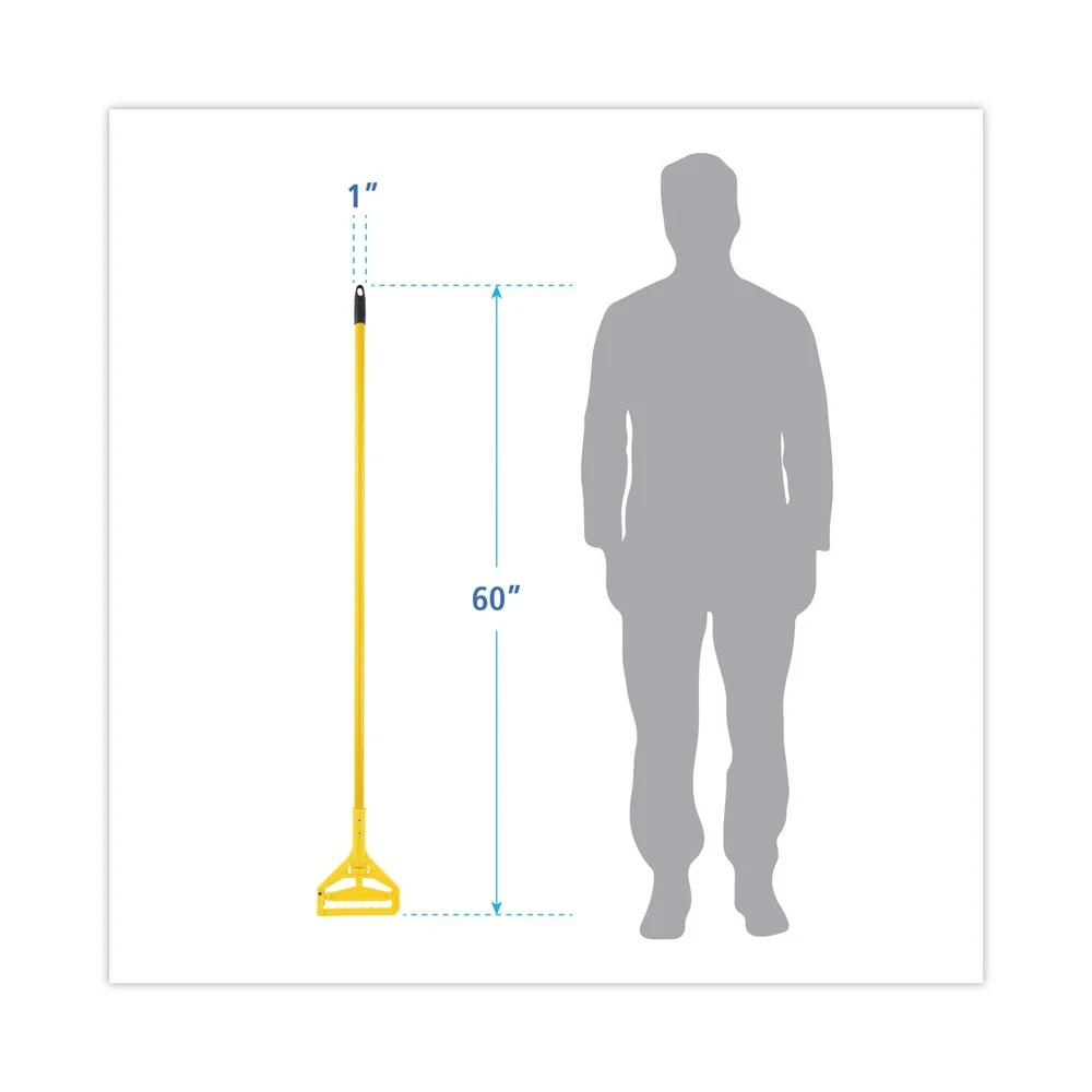 Boardwalk BWK400MBC Medium Cotton/Rayon/Synthetic Head and 60 in. Metal/Polypropylene Handle Looped End Mop Kit - Blue Head/Yellow Handle (1-Kit)