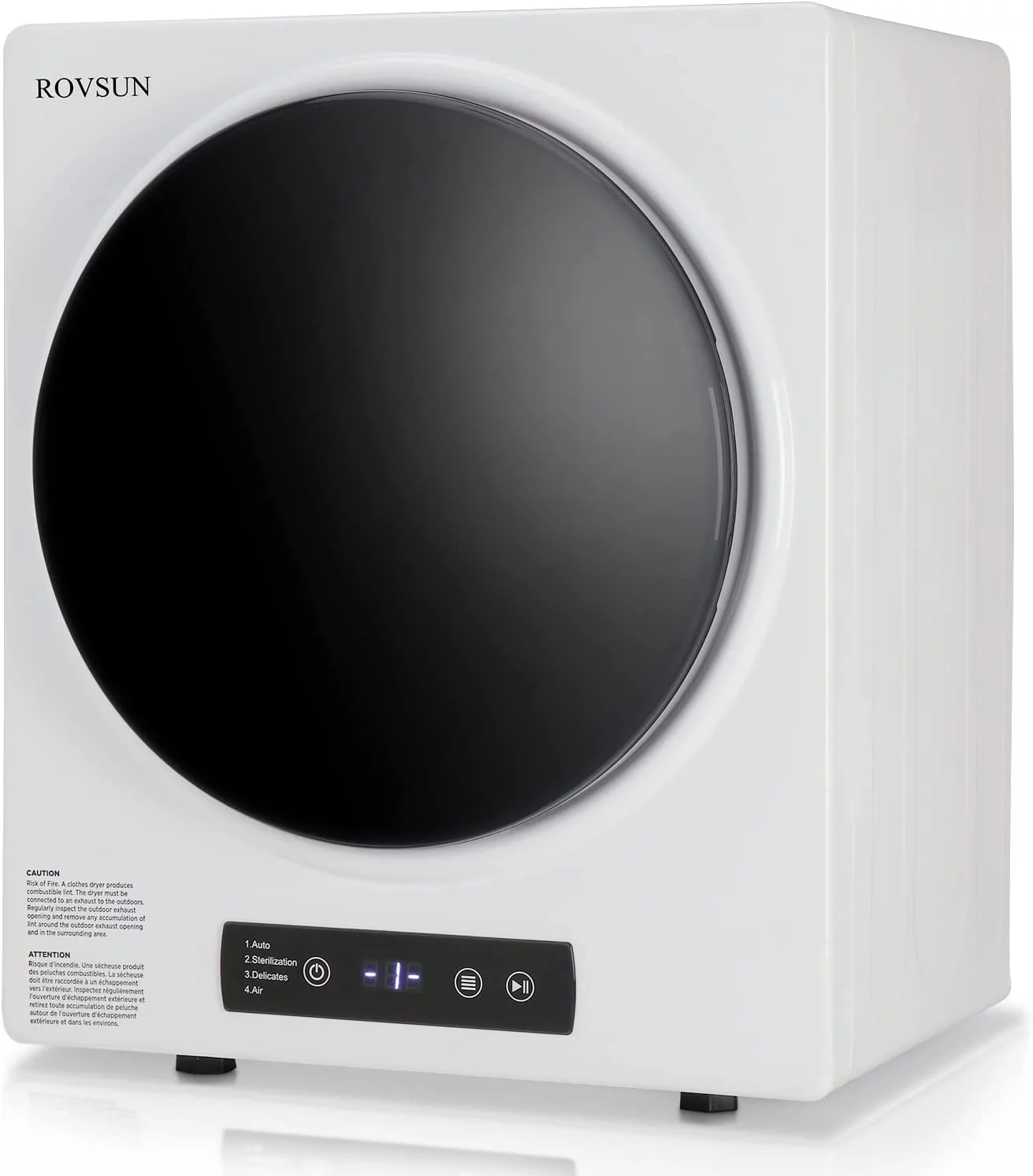 ROVSUN 9LBS Portable Clothes Dryer, 2.6cu.ft High End Front Load Tumble Laundry Dryer with Stainless Steel Tub & LCD Tough Control Panel, White, 110V