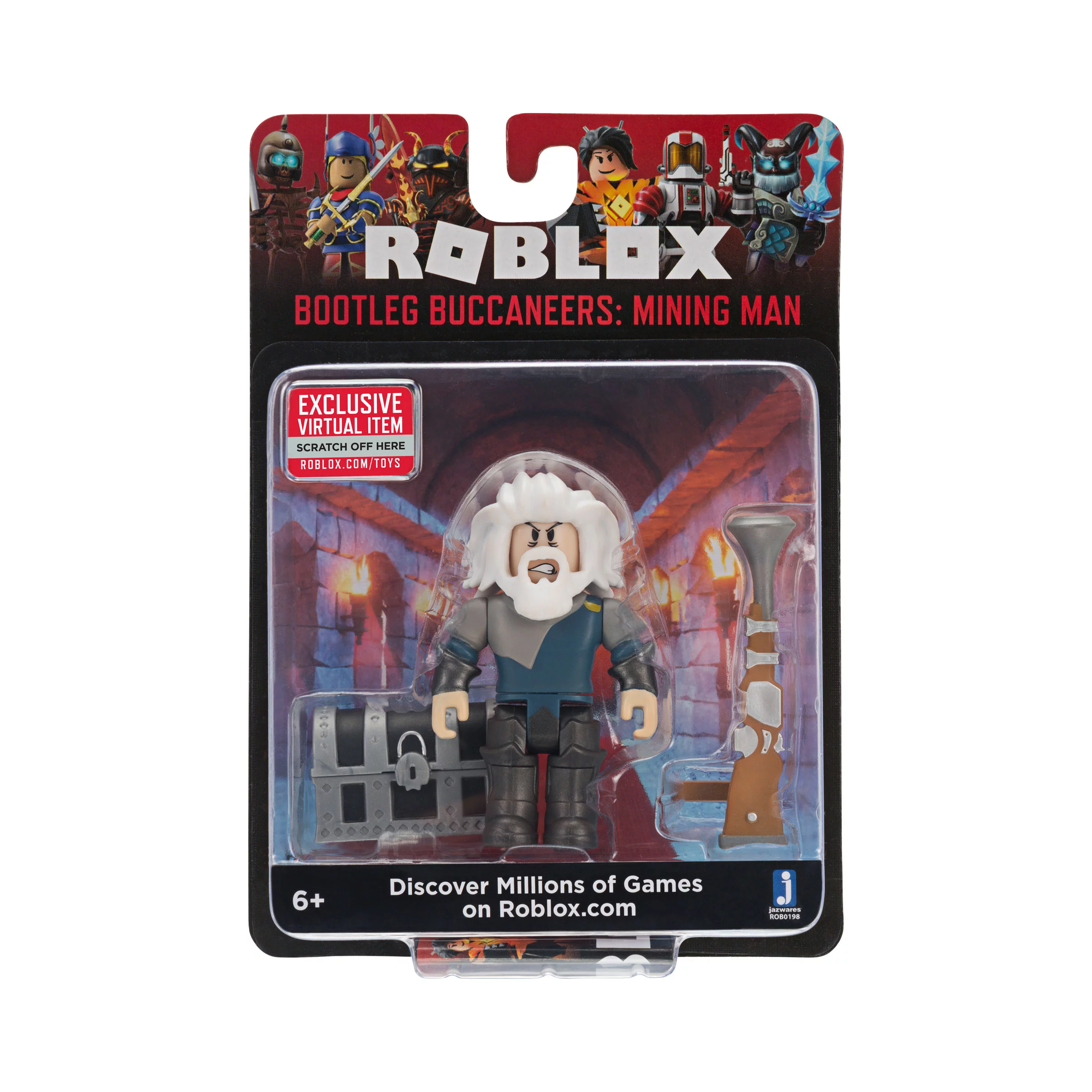 Roblox Action Collection - Bootleg Buccaneers: Mining Man Figure Pack [Includes Exclusive Virtual Item]