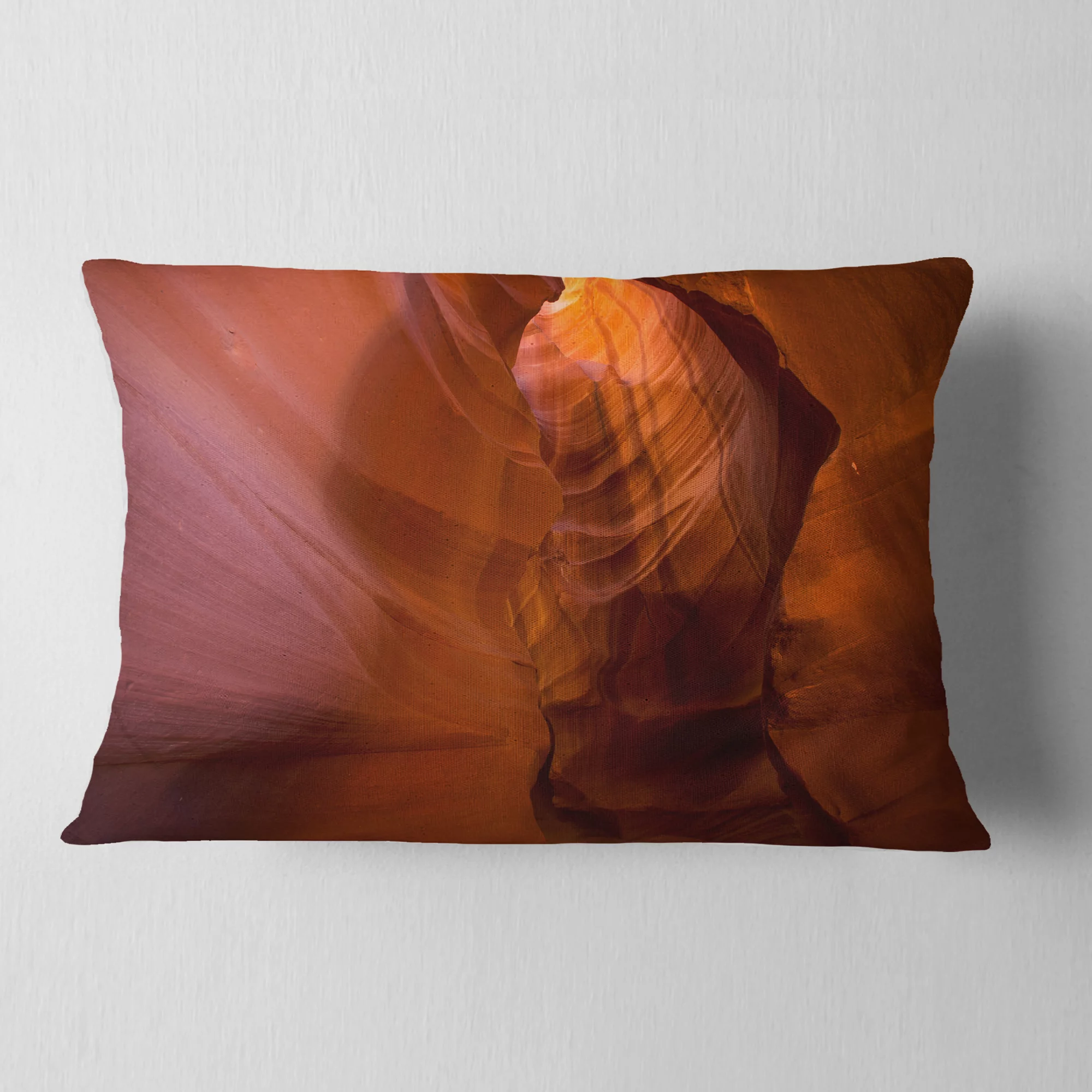 Designart Antelope Canyon Crack - Landscape Photography Throw Pillow - 12x20
