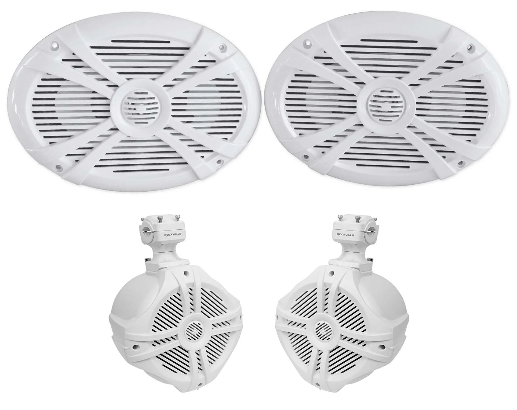 (2) Rockville RMSTS69W 6x9 1000w Waterproof Marine Boat Speakers+(2) Wakeboards