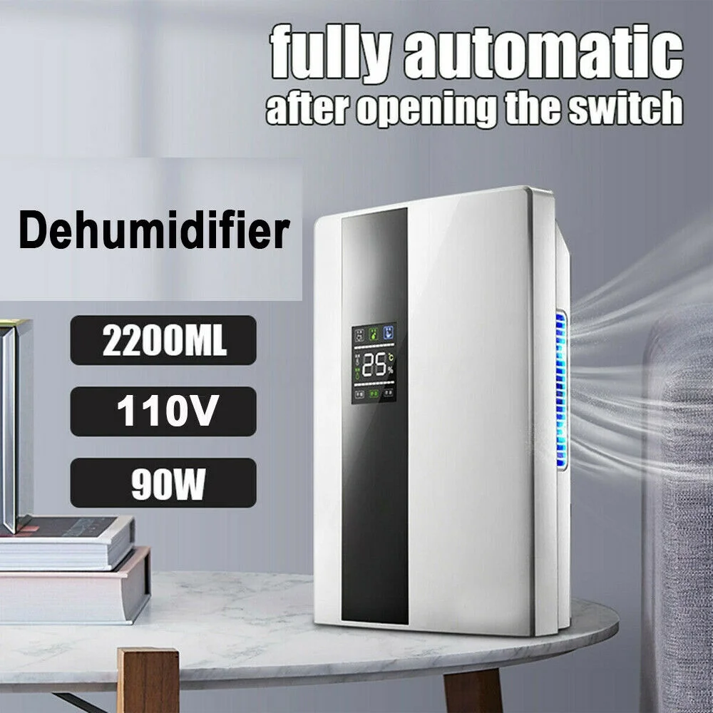Portable Ultra Quiet Dehumidifier with LCD and Remote, 2200ml Capacity Water Tank Dehumidifier Large Home Air Dryer for Attic, Basement, Bedroom, Bathroom