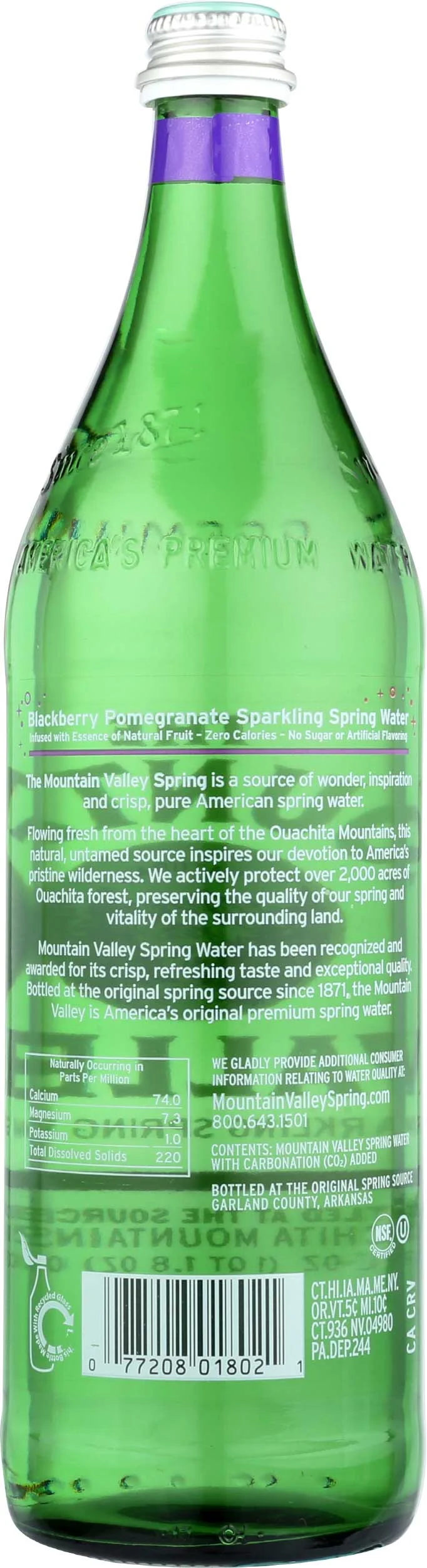 The Mountain Valley Blackberry Pomegranate Sparkling Water, 1 Liter -- 12 per case