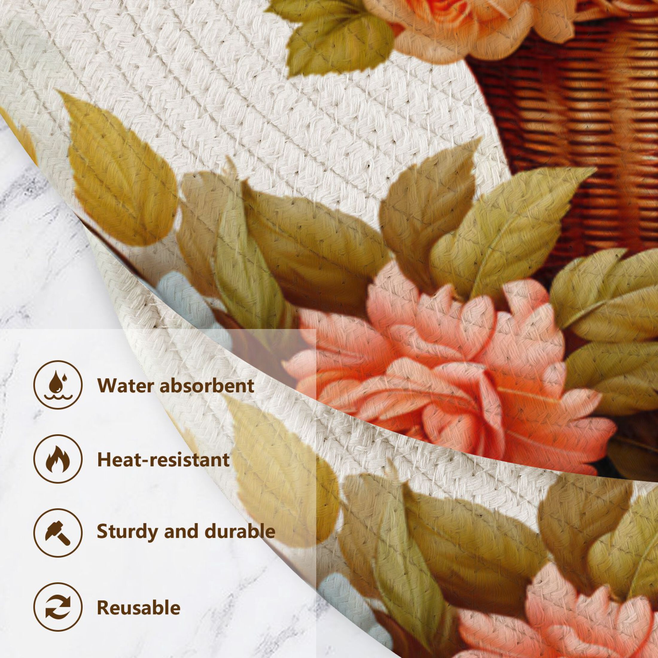 Butterfly on Multi Rose Flowers 3 PCs Pot Holders Trivets Kitchen 15