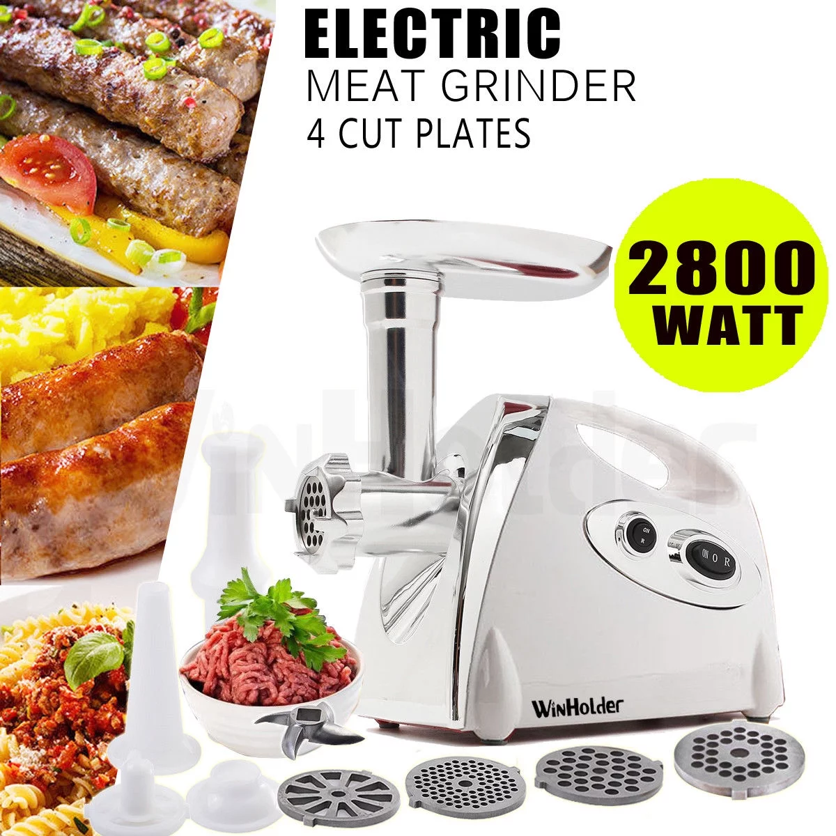 2800W Electric Meat Grinder Stainless Steel Food Sausage Stuffer Maker Machine Winholder