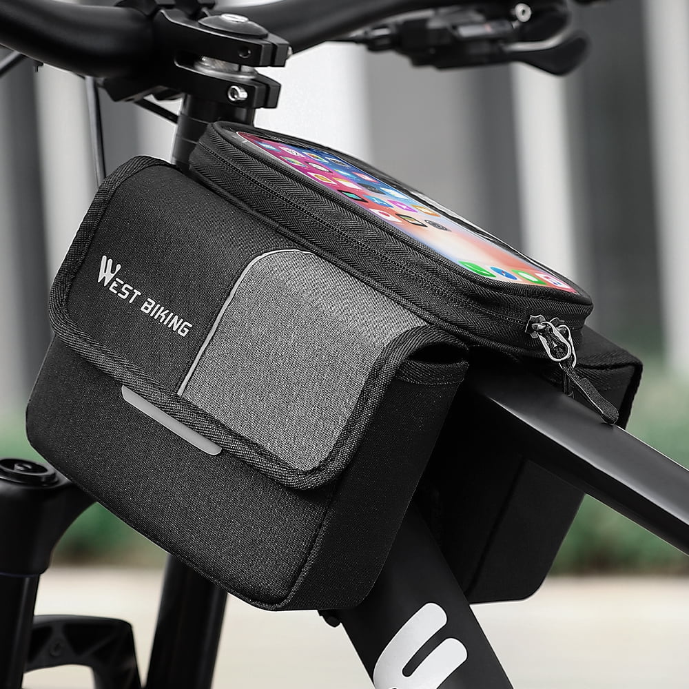 Apexeon Dual-Sides 2L Bag Bike Frame Fronttube Bag Touchscreen Mobilephone Bag - Protect Your Phone While Cycling