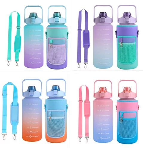 70 oz (2 L) Inspiring water bottle with Straw and time stamp, Potable spillproof Tritan BPA-free Sports Bottle, Large Kettle for Daily Hydration, Sports, Fitness bottle