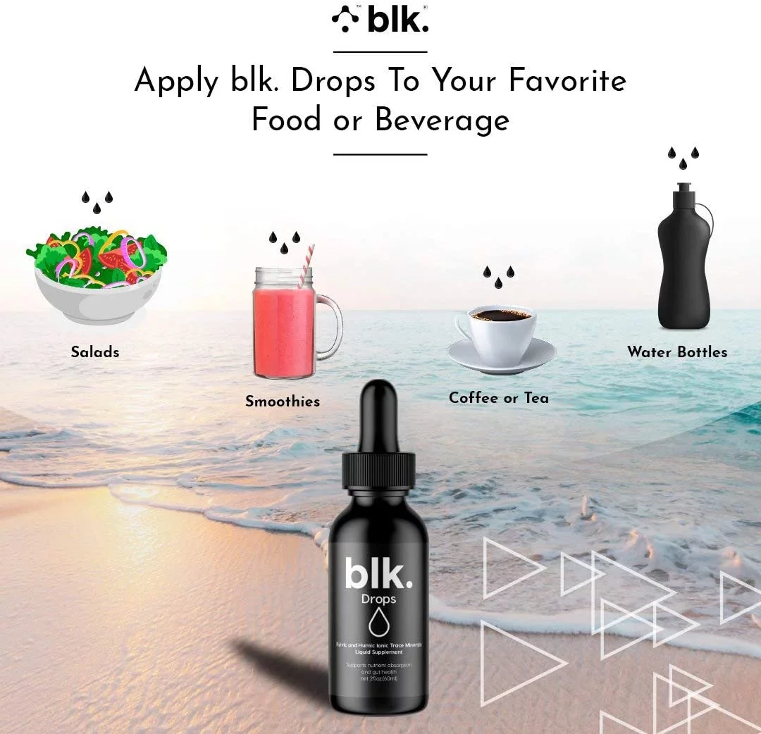BLK. Electric Coconut Fulvic Enriched Water 16.9oz / 500mL (12 pack) + 2oz Fulvic Charged Drops