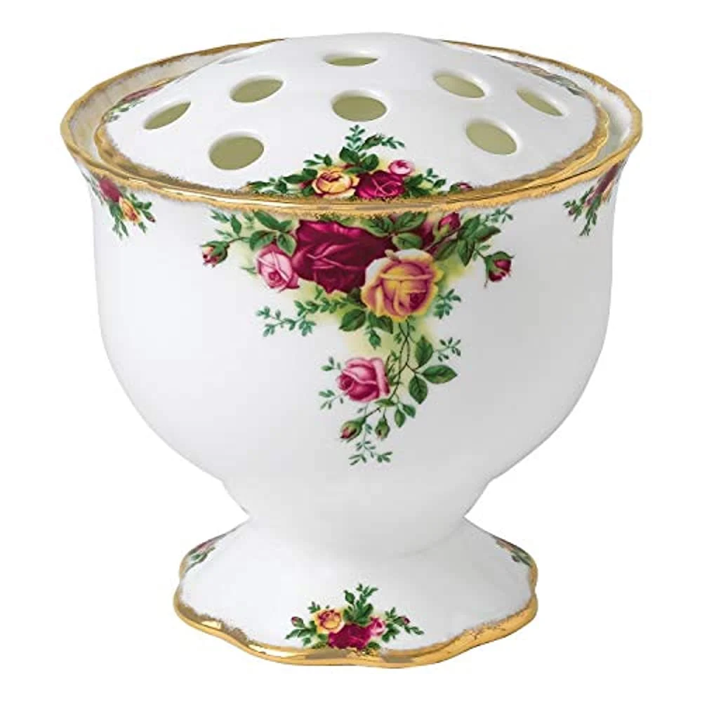 Royal Doulton Old Country Roses Rose Bowl/Arrangement Vase, 5.5-Inch, White
