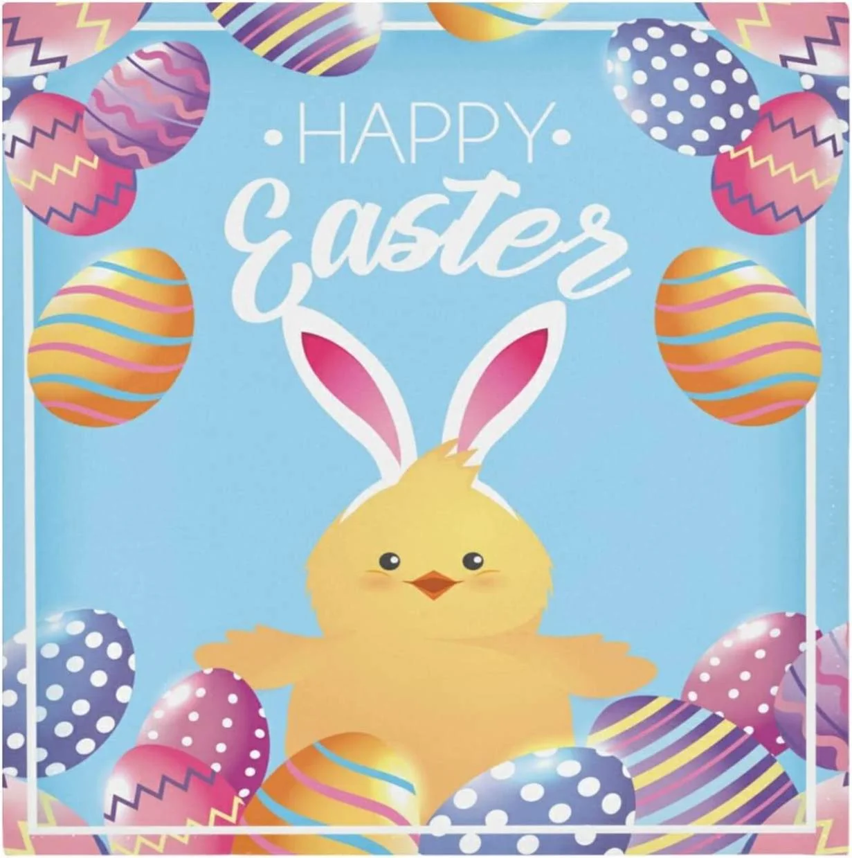 Coolnut Easter Cloth Napkins 4PCS,Easter Eggs and Cute Bunny Soft and Skin Friendly Dinner Napkins Washable for Dinner, Hotel,Reunion,BBQ Party