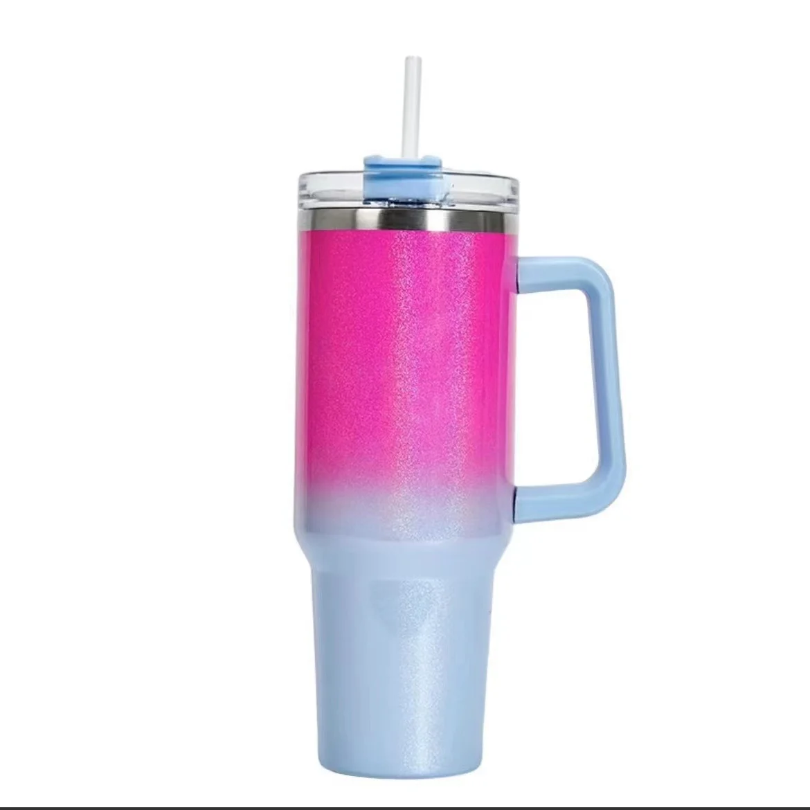 Simple and Modern 40oz Large-capacity Stainless Steel Water Cup with Handle and Straw Lid, Suitable for Drivers on Long-distance Travel and Outdoor Riding