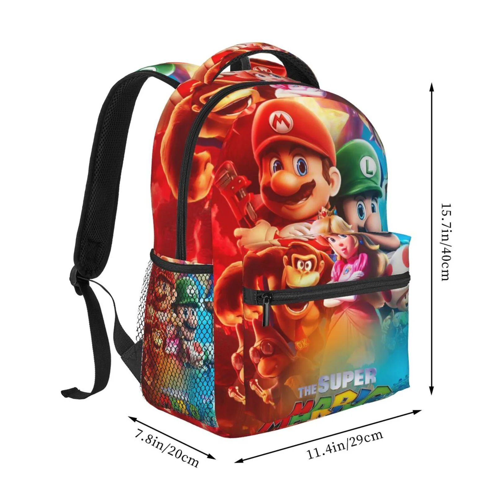 Mario Movie Poster Adjustable Laptop Backpack School Student Book Bag Satchel Rucksack Shoulders Daypack For Adult And Kids