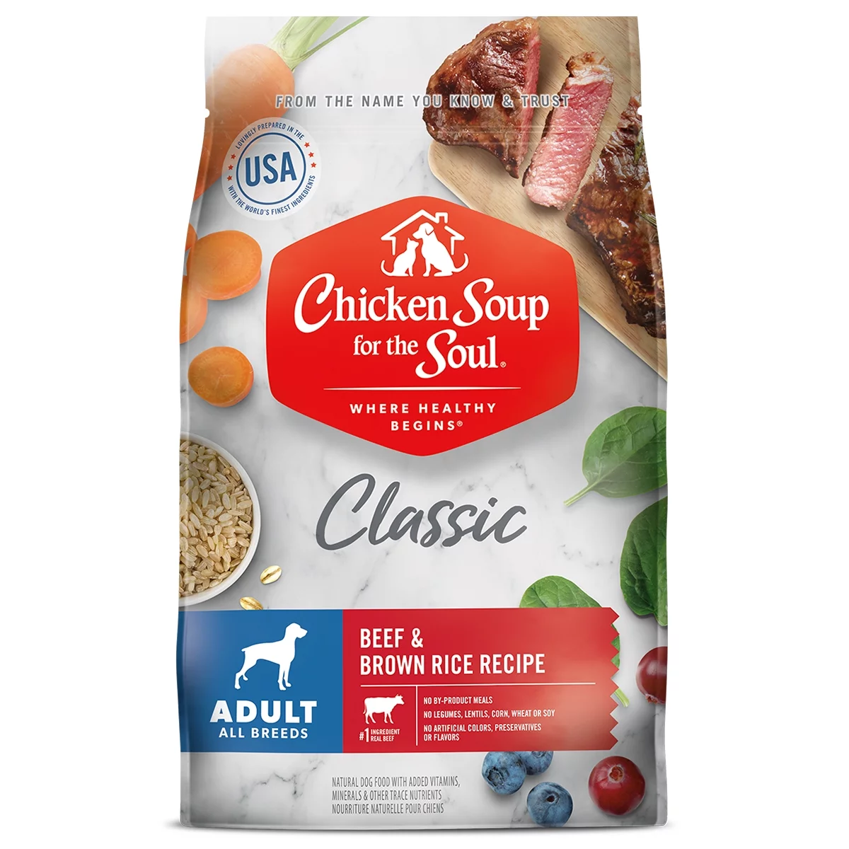 Chicken Soup for the Soul Adult Dry Dog Food- Beef & Brown Rice Recipe, 28lb