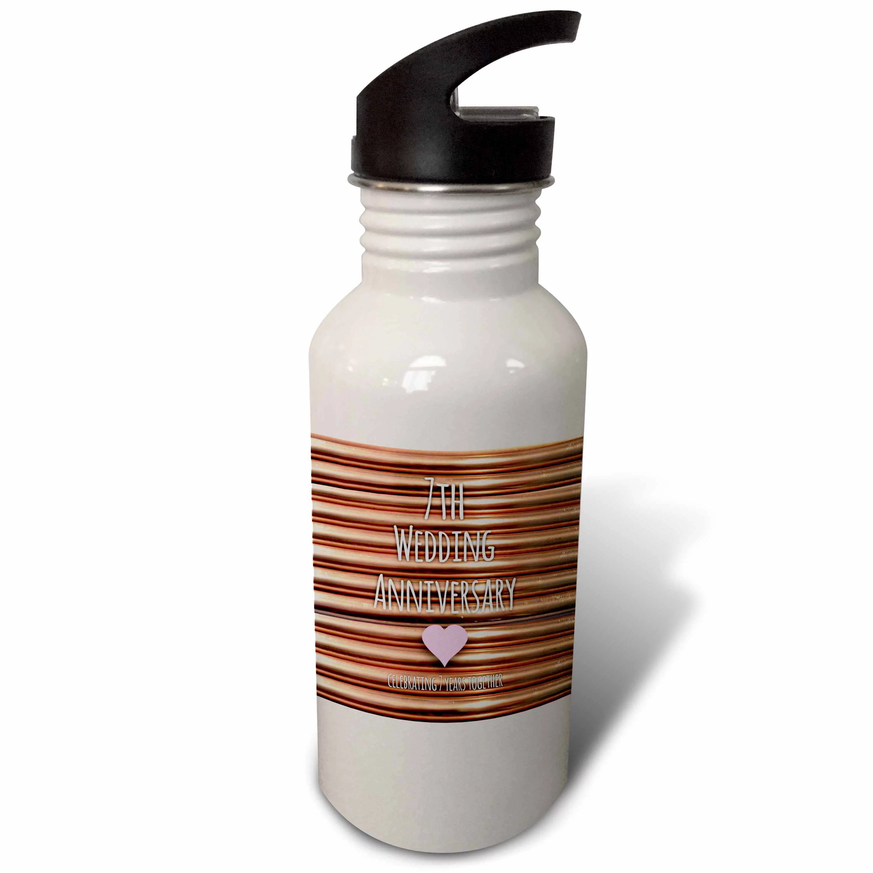 7th Wedding Anniversary gift - Copper celebrating 7 years together - seventh anniversaries seven 21 oz Sports Water Bottle wb-154436-1