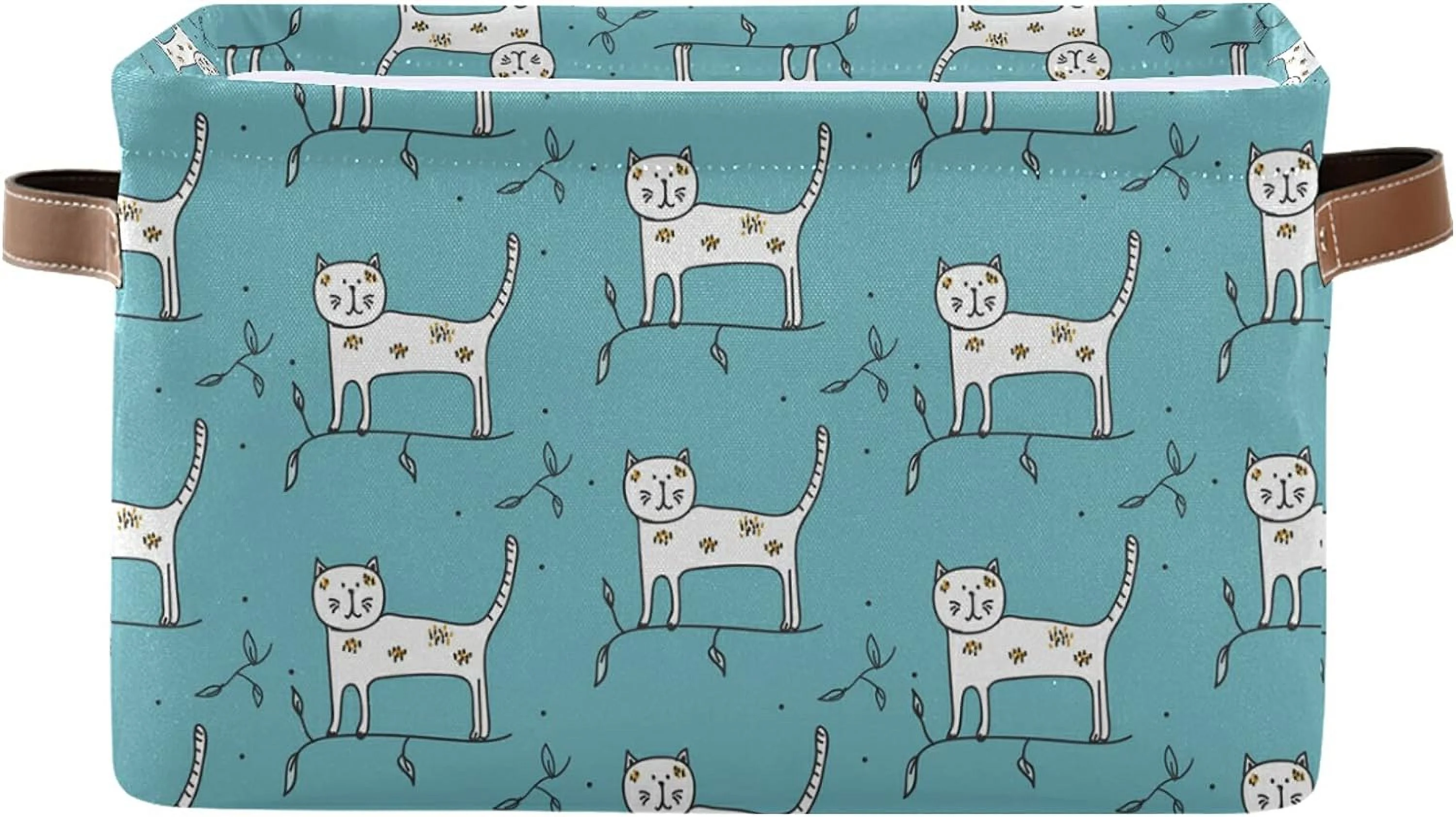 Wellsay Cat Dog Paw Leaf Storage Bin for Toy Storage Basket Dirty Clothes Sundries Office Home Closet Organizer Shelf Cube Box Waterproof Laundry Basket