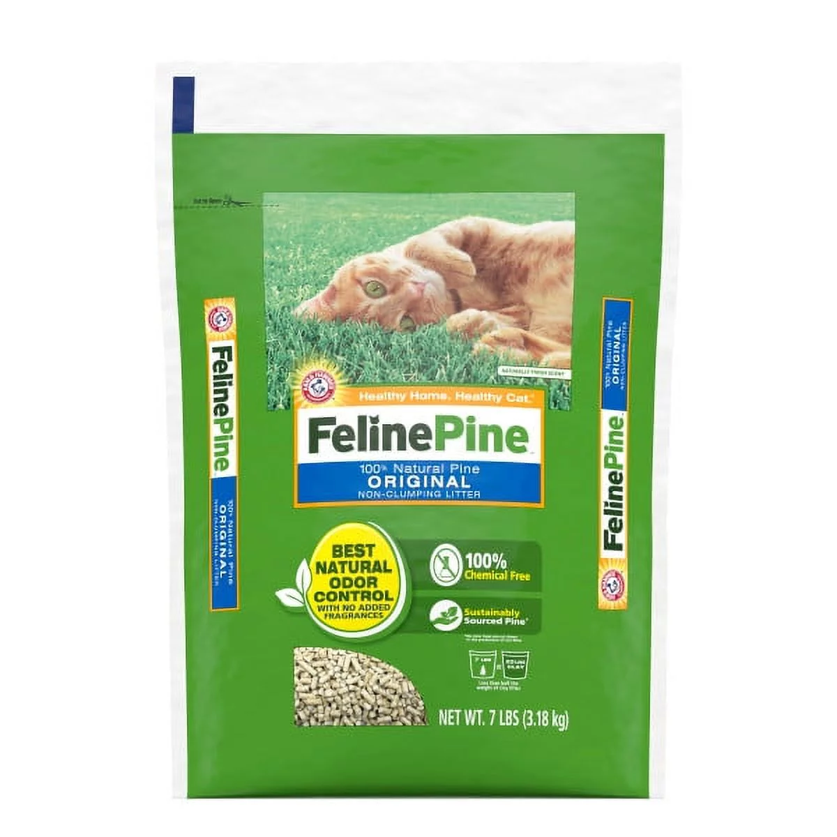 Arm & Hammer Feline Pine 100% Natural Original Non-Clumping Cat Litter, 7 Lbs.