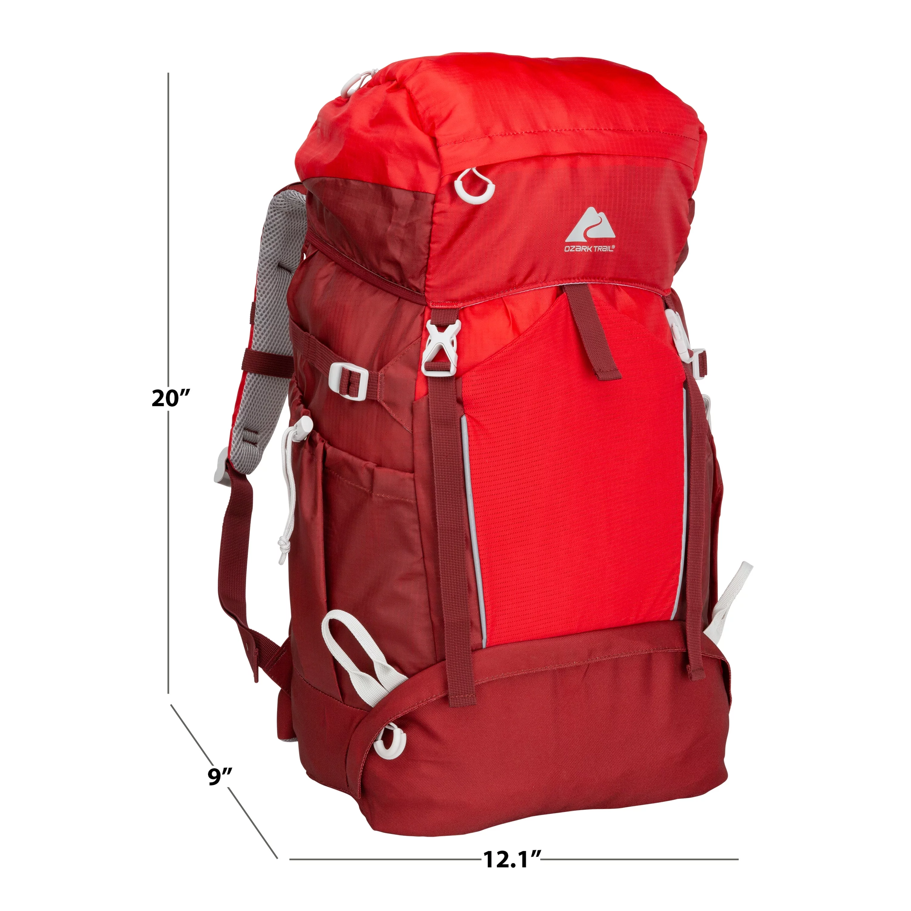 Ozark Trail 47 L Hydration Compatible, Hiking, Camping, Travel Backpack, Red, Unisex