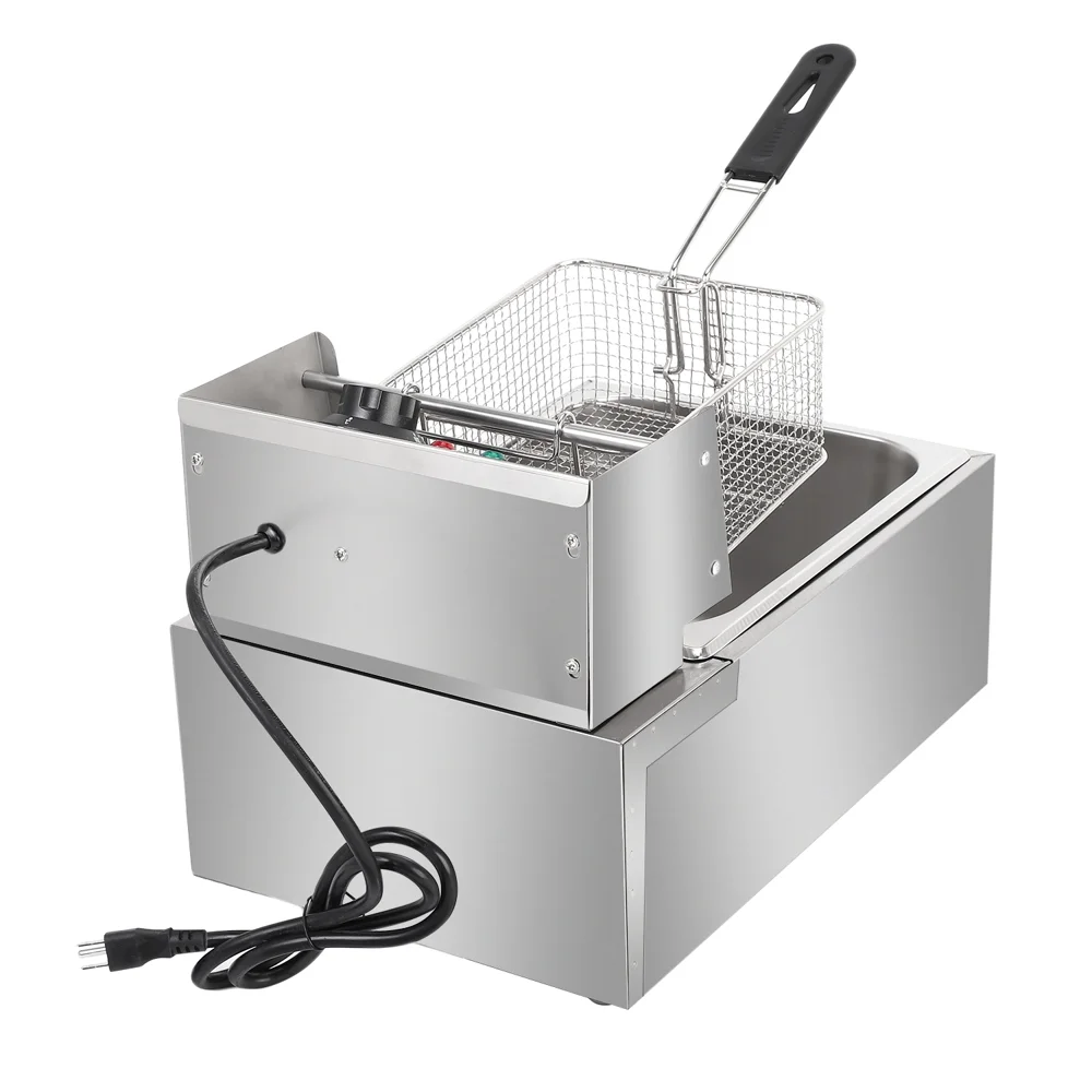 EH81 2500W MAX 110V 6.3QT/6L Stainless Steel Single Cylinder Electric Fryer