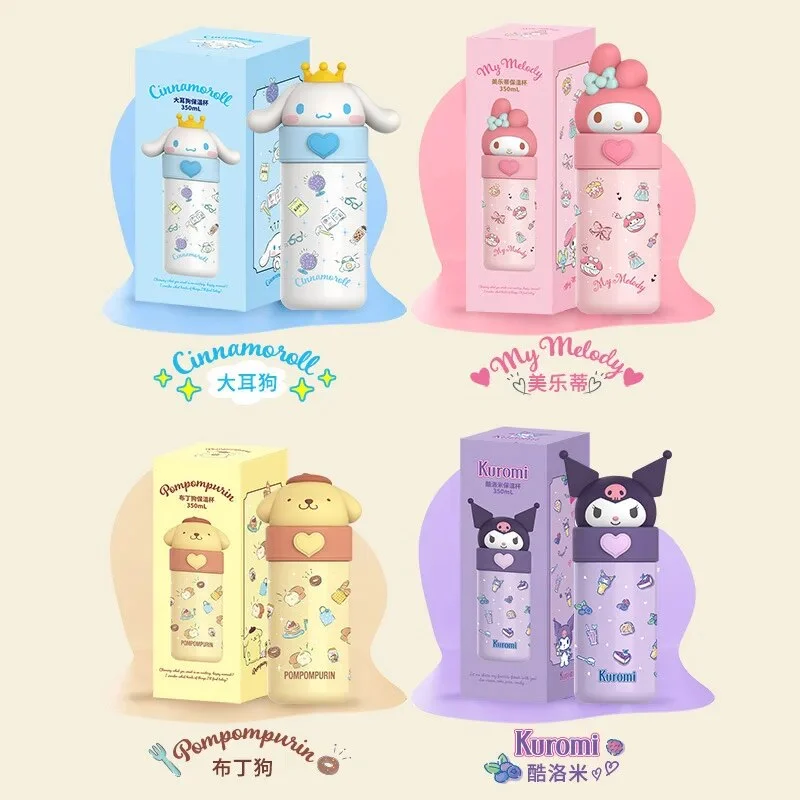 Cartoon Sanrio Stainless Steel Thermos Cup Kawaii Portable Kettle Student Hot Water Cup Kuromi Hello Kitty Vacuum Flasks Gift