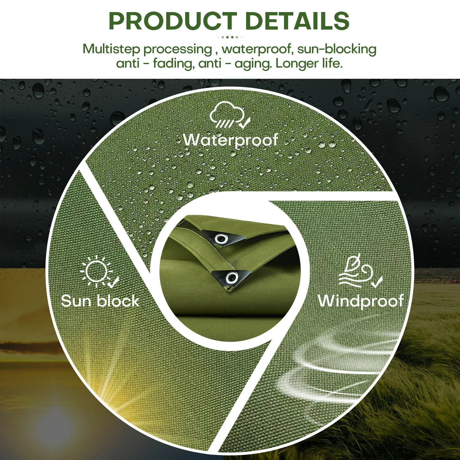 WSYW 5.9 x 7.8ft Heavy Duty Waterproof Canvas Tarp Cotton Canvas Tarpaulin Cover Tent Green