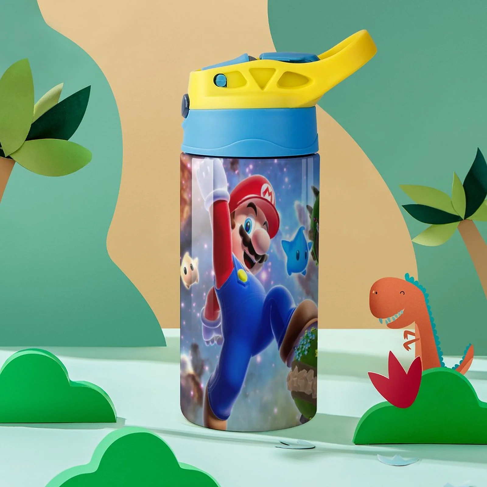 Mario Galaxy Kid's Insulated Water Bottle With Straw Vacuum Stainless Steel Cup Leak-Proof Children Toddler Thermoses