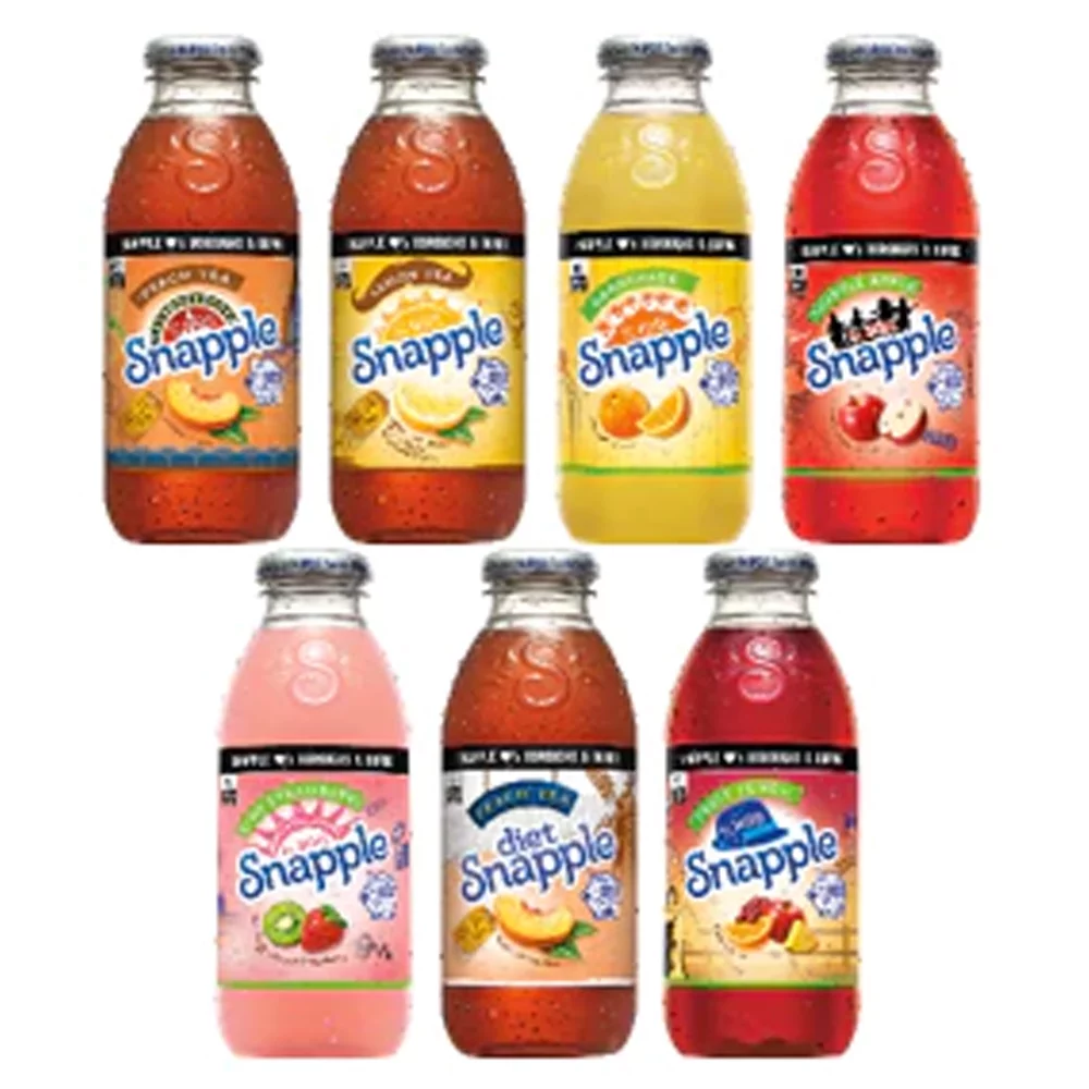 Snapple 16 oz Variety Pack 24, 3 Peach, 3 Apple, 4 Orangeade, 3 Diet Peach, 3 Lemon, 4 Kiwi Strawberry, 4 Fruit Punch, Pack of (24, 16, 8)