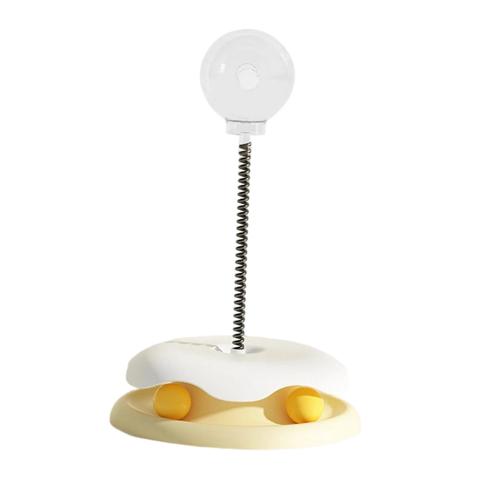 Cats Leaking Food Toy with Turntable Tracks Food Dispenser for Playing Puppy Yellow