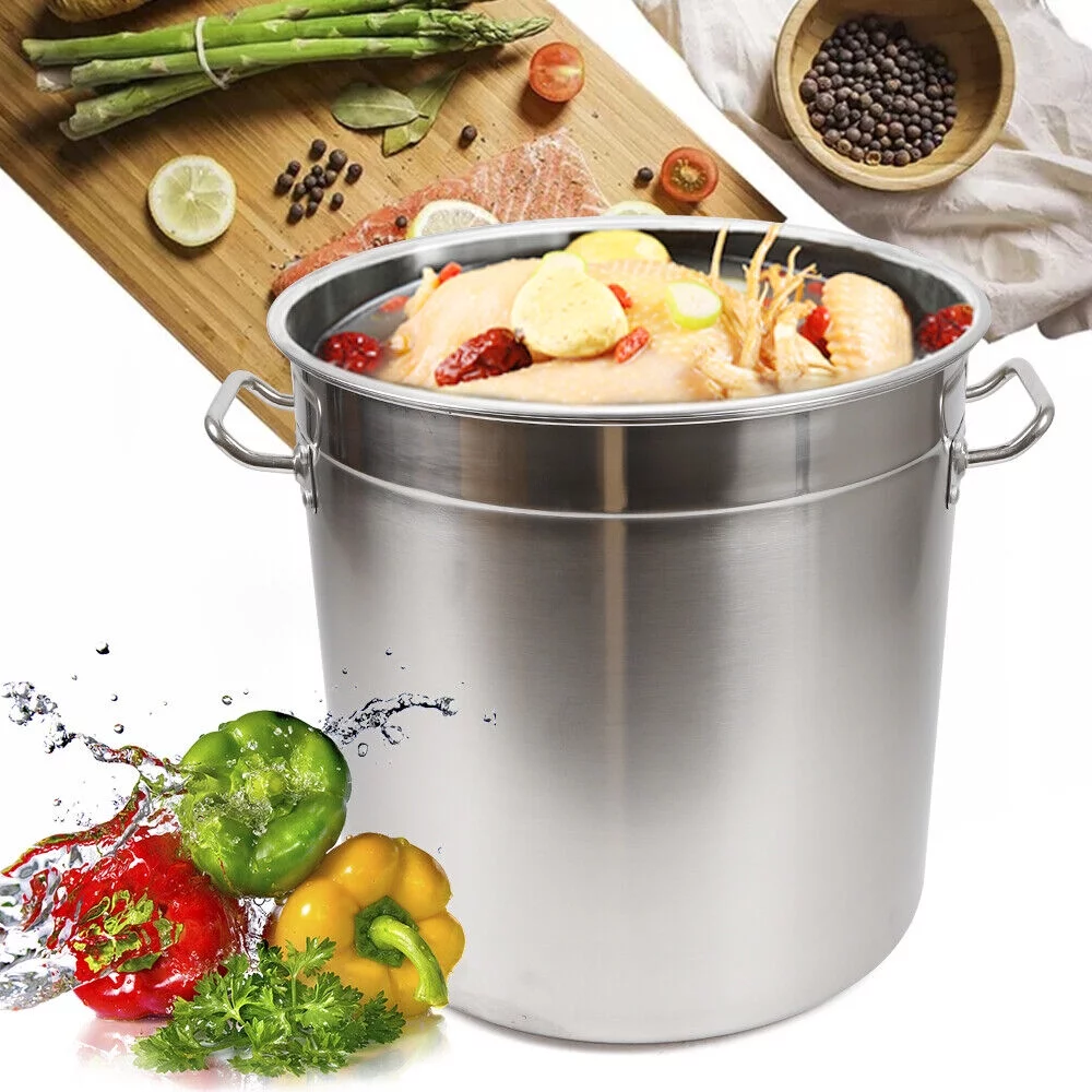 Stock Pot Stainless Steel Large Kitchen Soup Big Cooking Restaurant 35L/9.25Gal